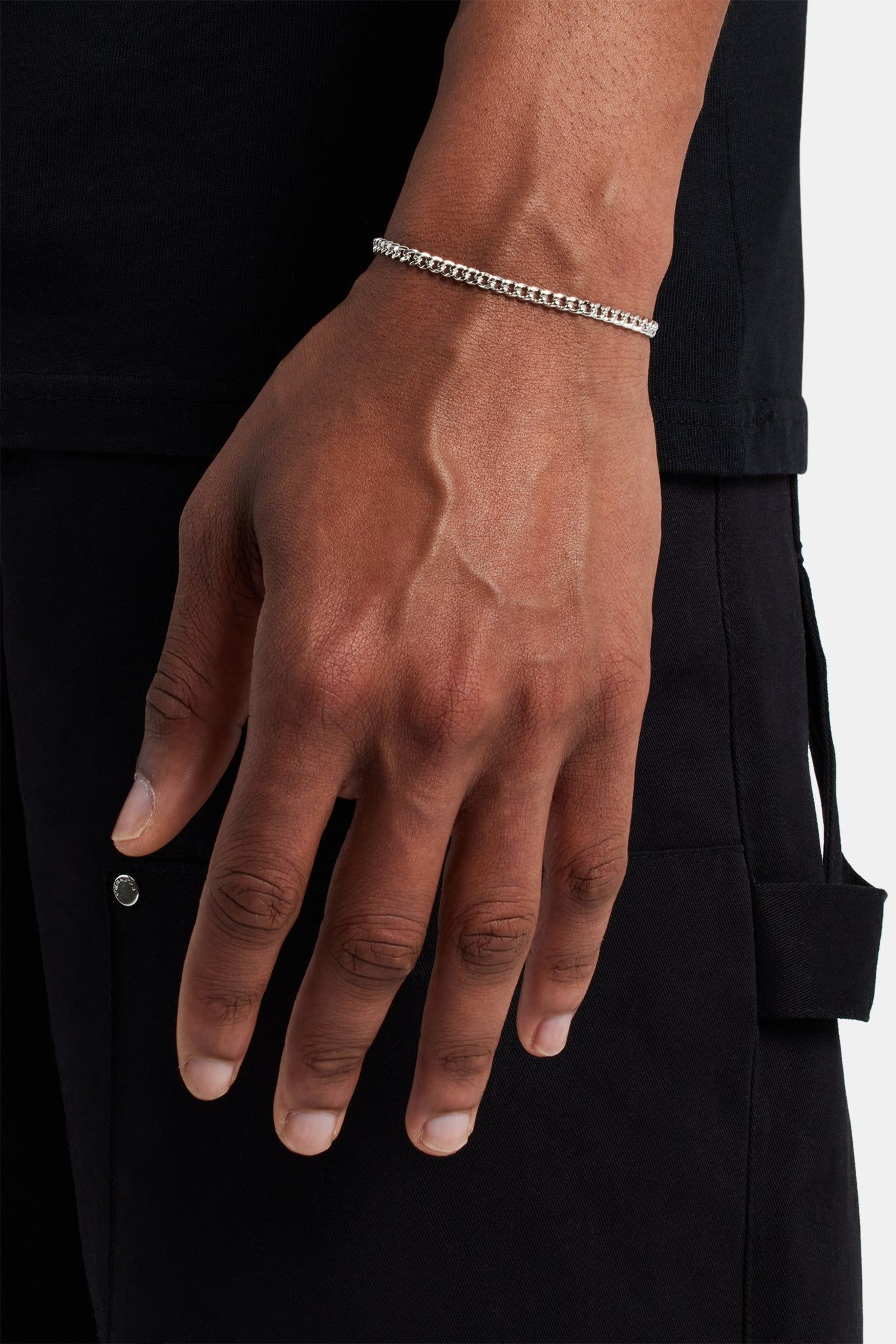 Cernucci Mens Micro Cuban Bracelet - 3mm - White image 1