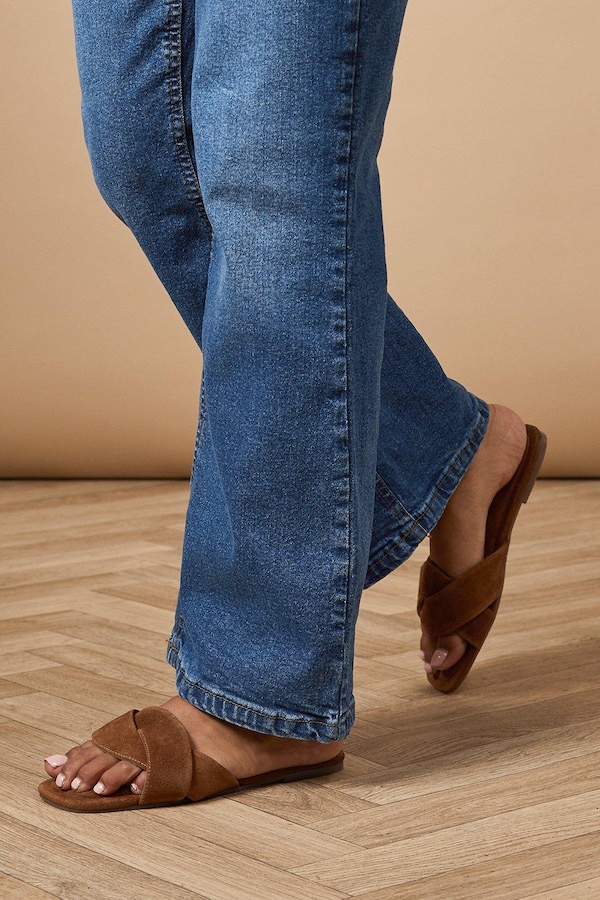 Oasis Fleeta Suede Twist Flat Mules Tan