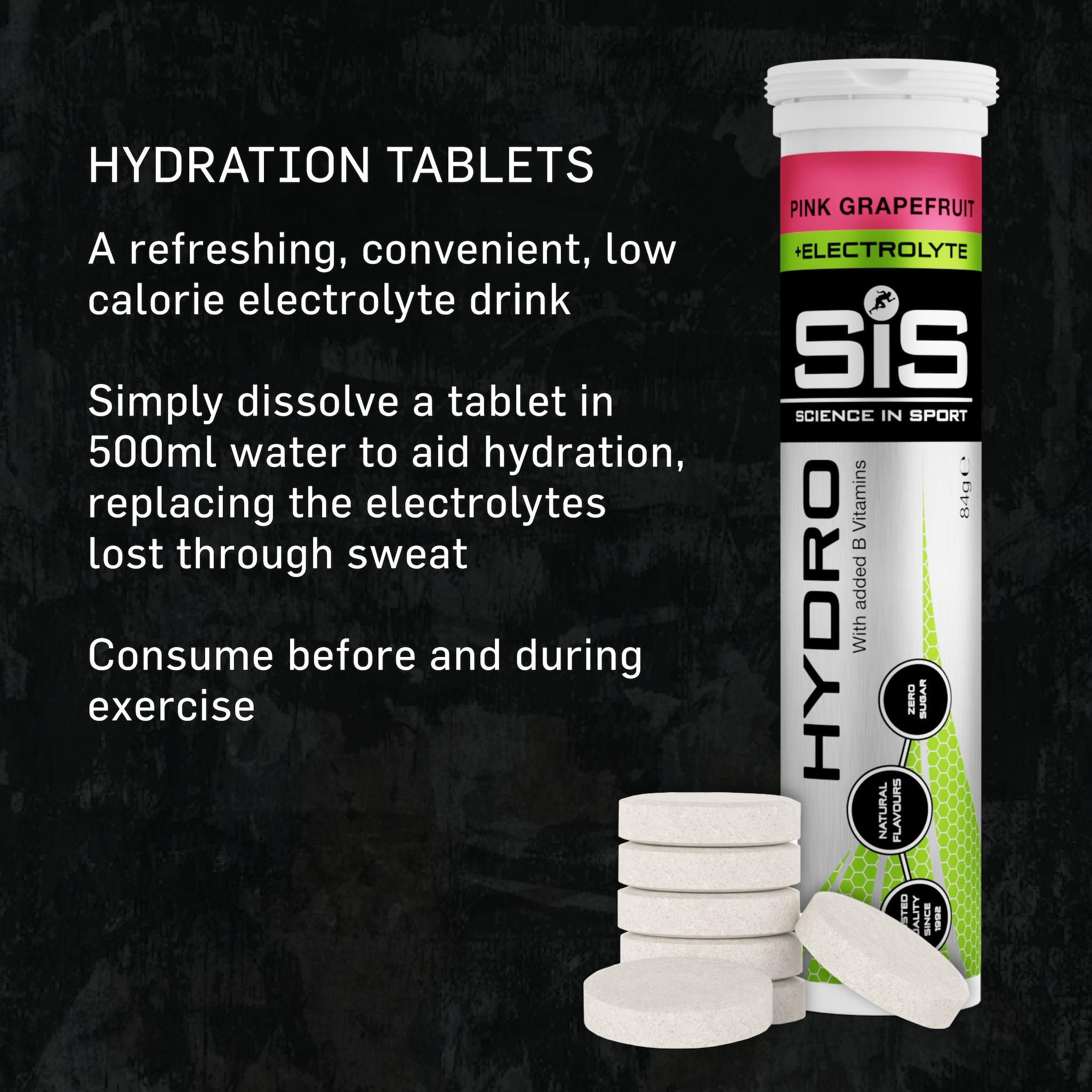 Science in Sport Hydro Tabs + Electrolytes | Pink Grapefruit | 8 Pack - 160 Tablets image 3