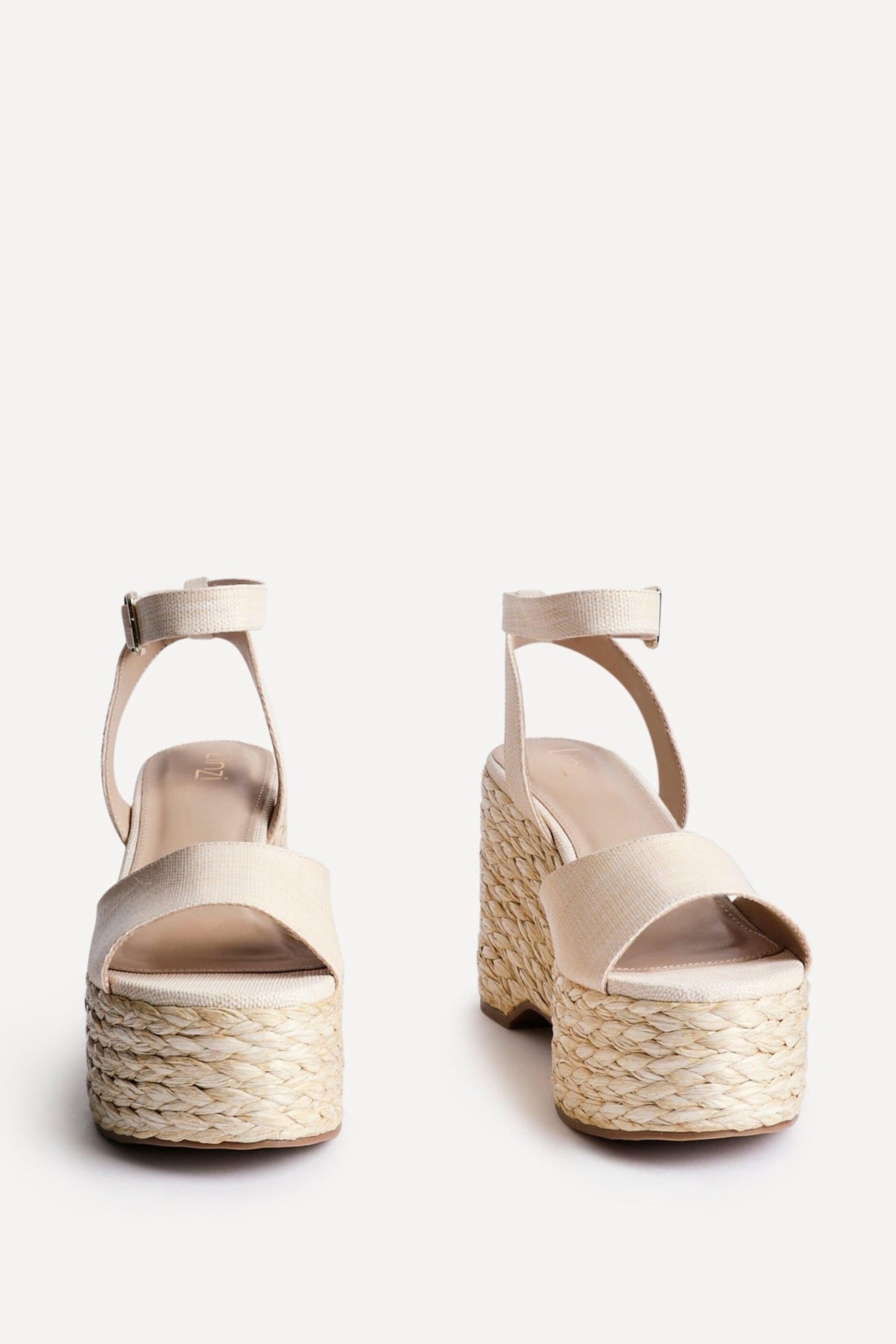 Linzi Pacific Beige Textured Espadrille Platform Wedge image 3