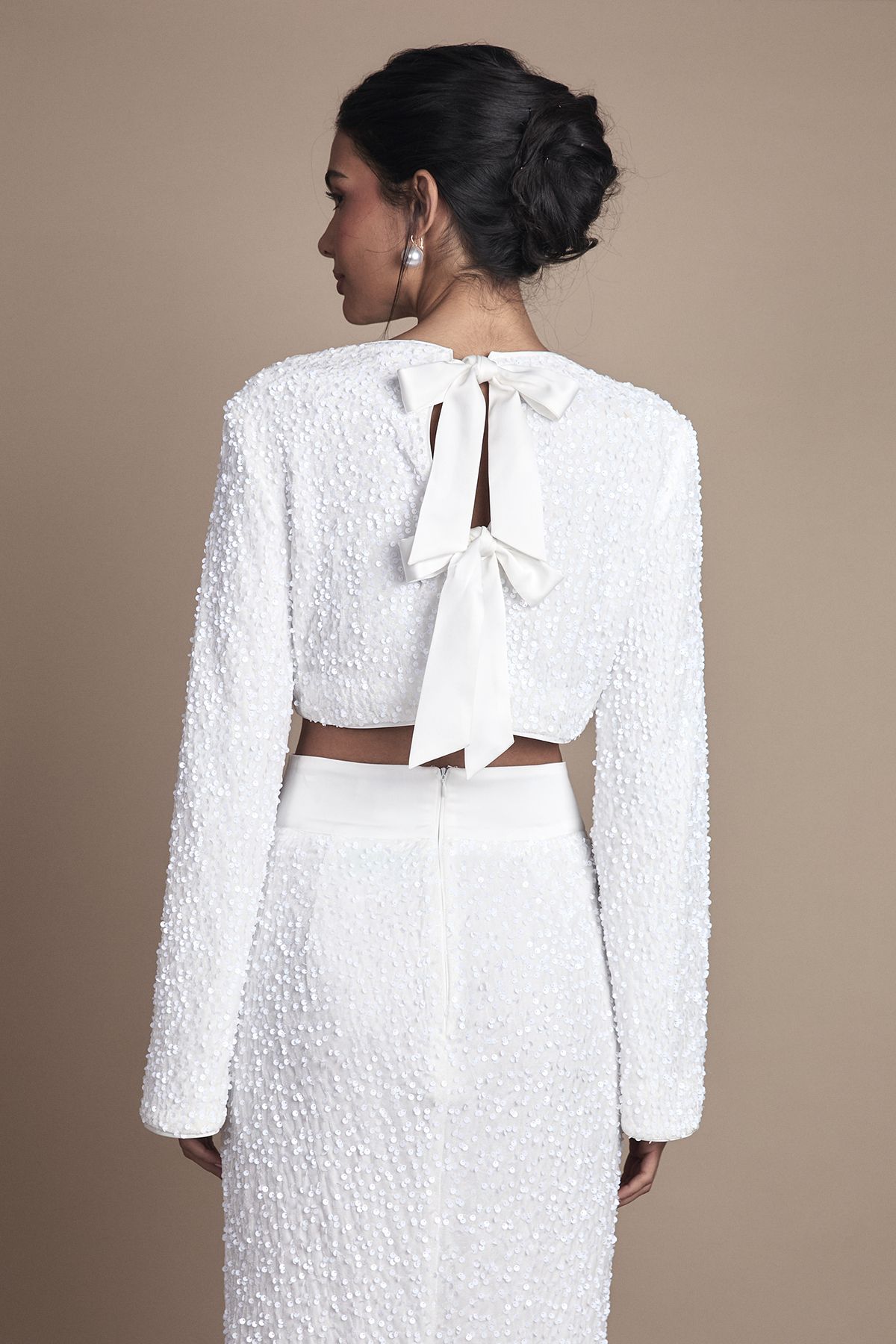 Coast Velvet Sequin Bow Back Top Ivory image 3