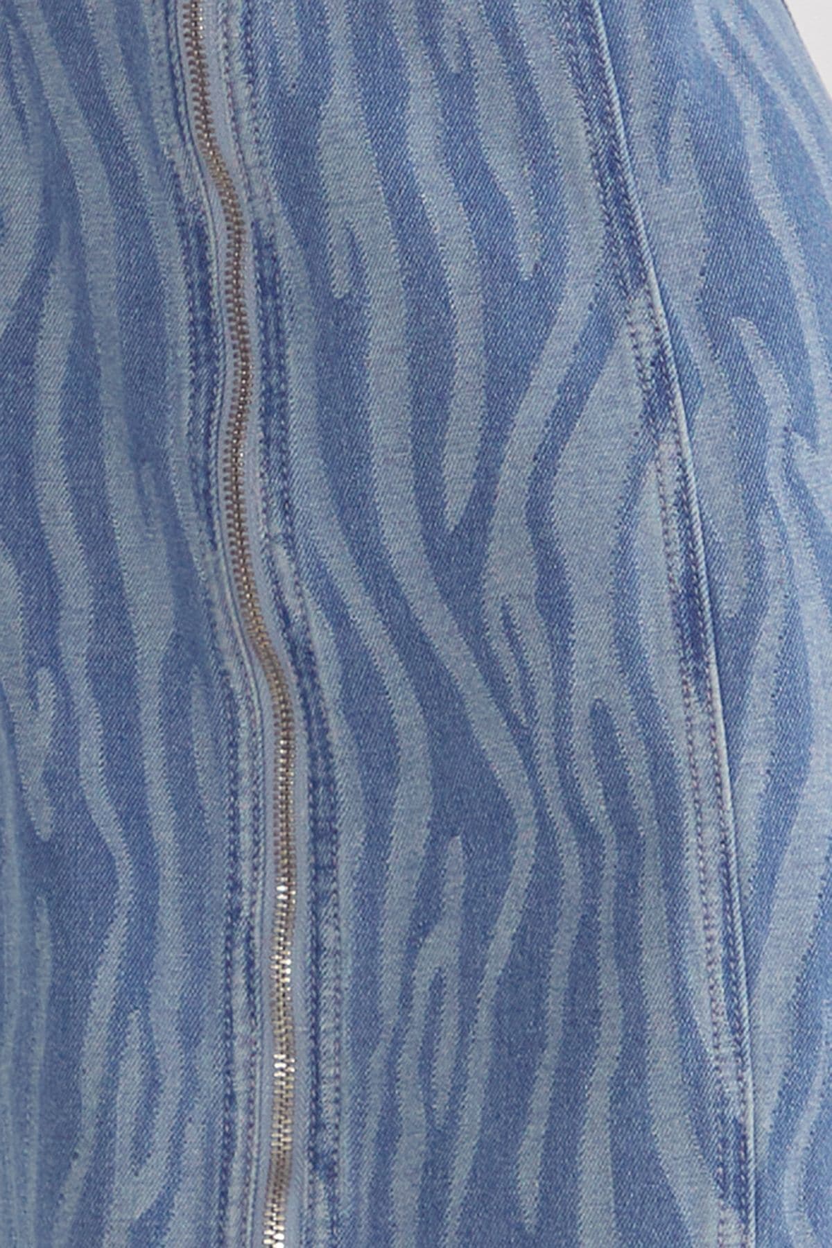 NastyGal Zebra Denim Corset Mini Dress Light Wash image 5