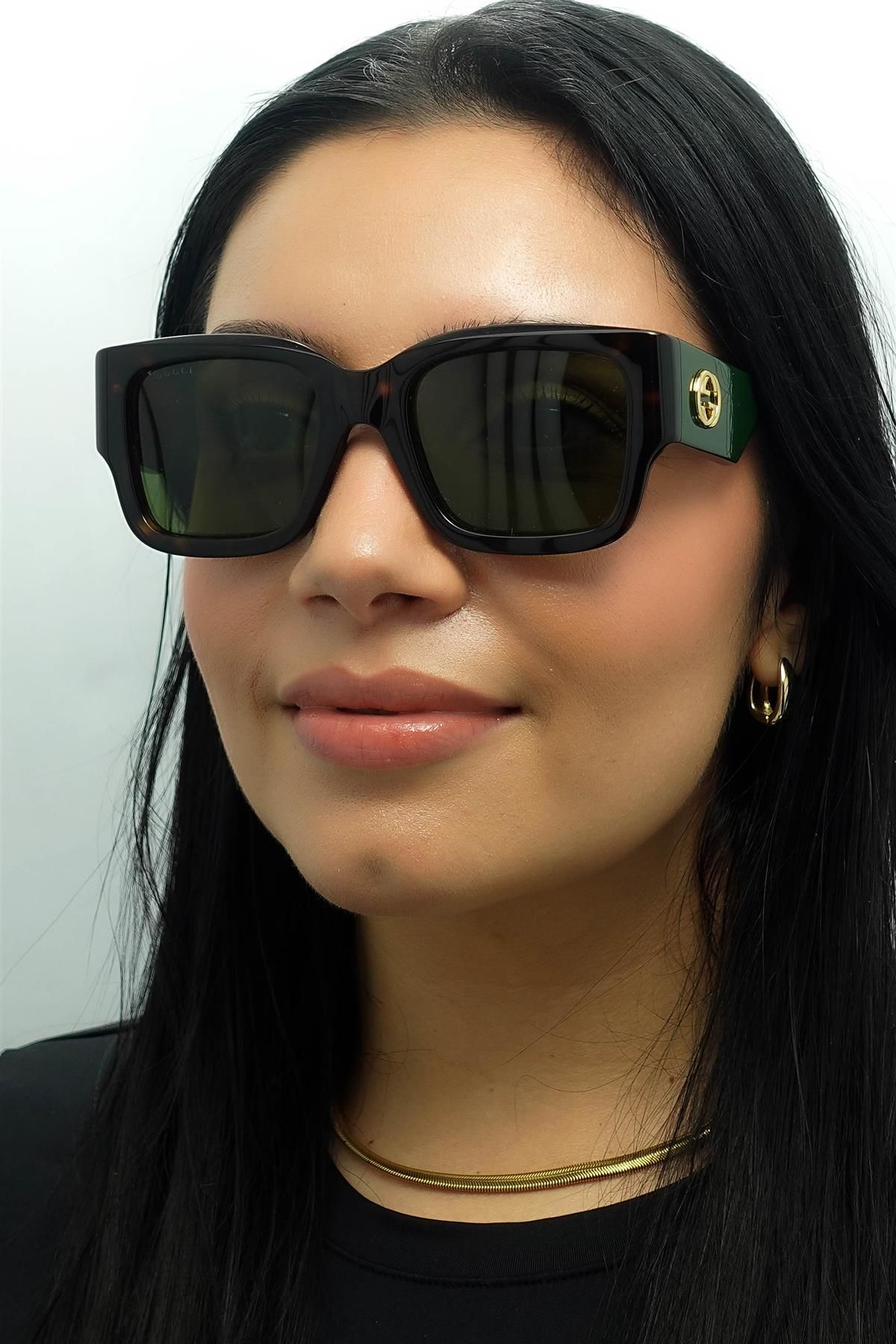 Gucci Square Havana with Green and Red Green GG1663S image 6