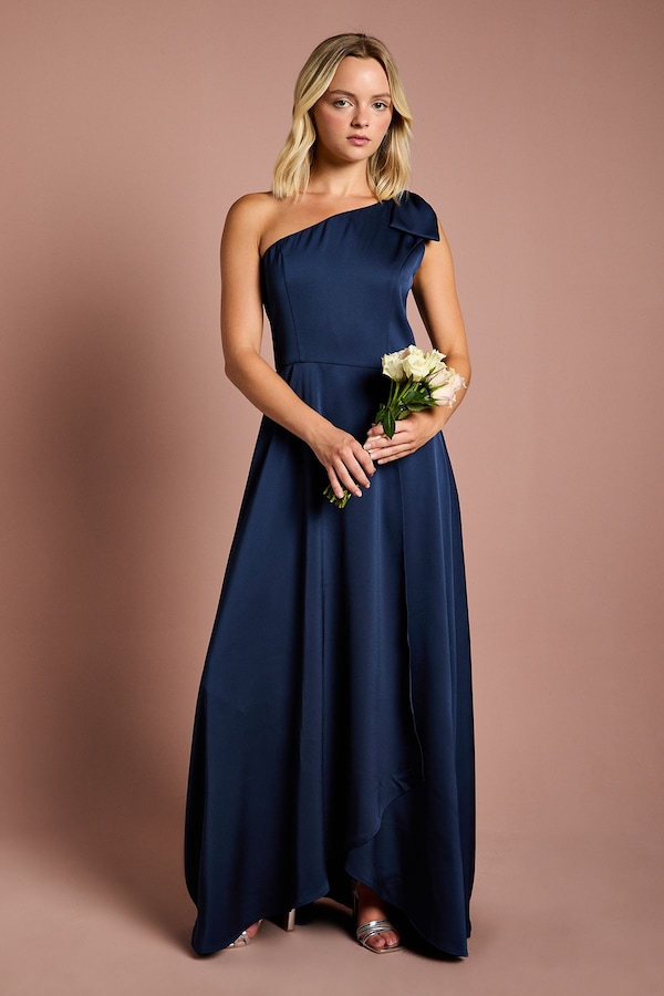 Coast Teen Coast One Shoulder Bow Bridesmaid Dress Navy