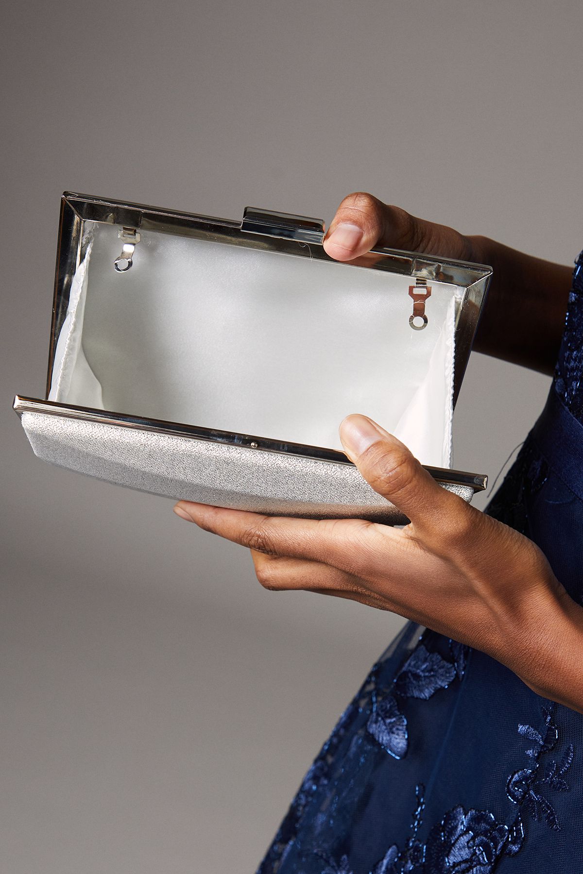 Coast Sicily Glitter Hard Clutch Bag Silver image 4