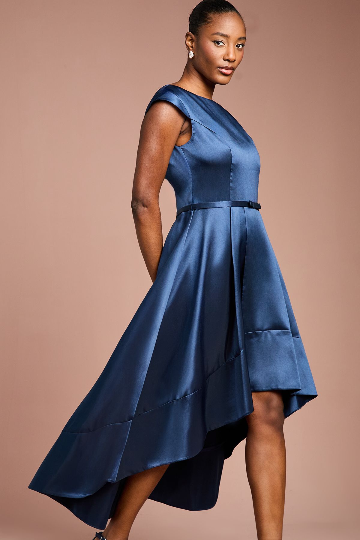 Coast Twill Hi-Lo Midi Dress Navy image 2