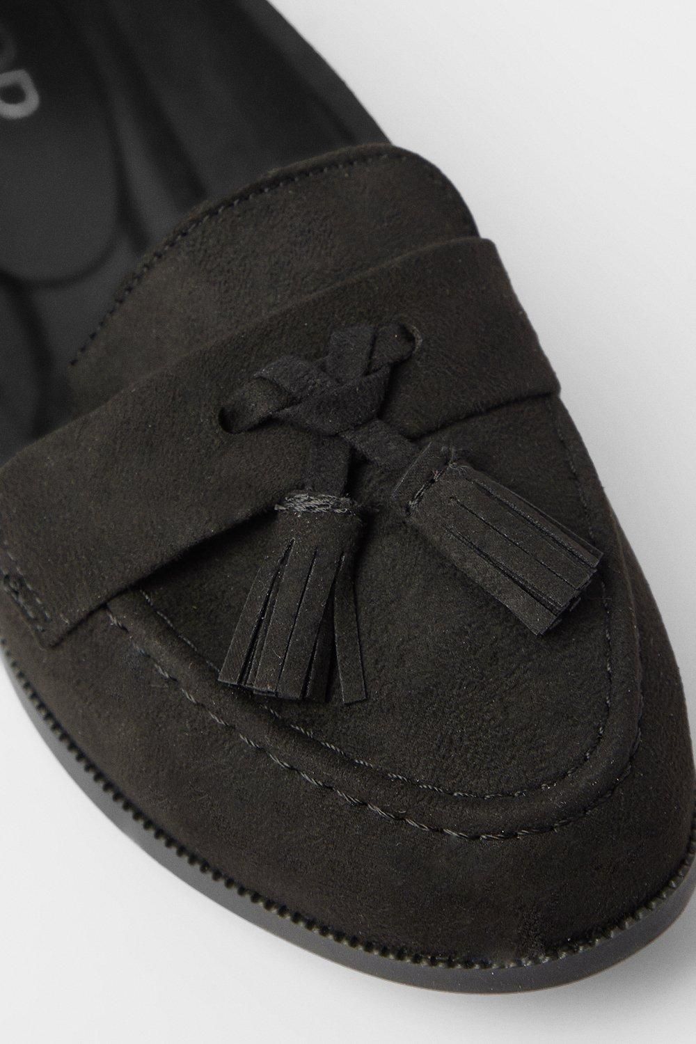 Dorothy Perkins Wide Fit Lennie Tassel Loafers Natural Black image 4