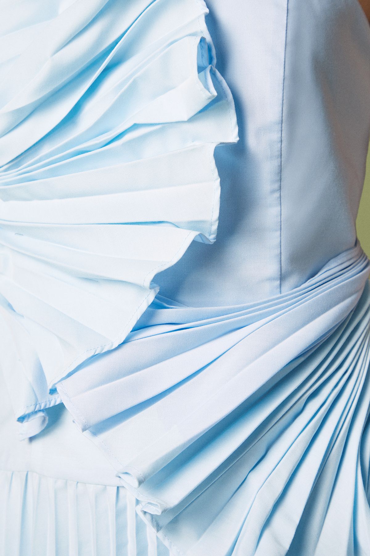 Coast Pleat Fan Bandeau Dress Pale Blue image 5