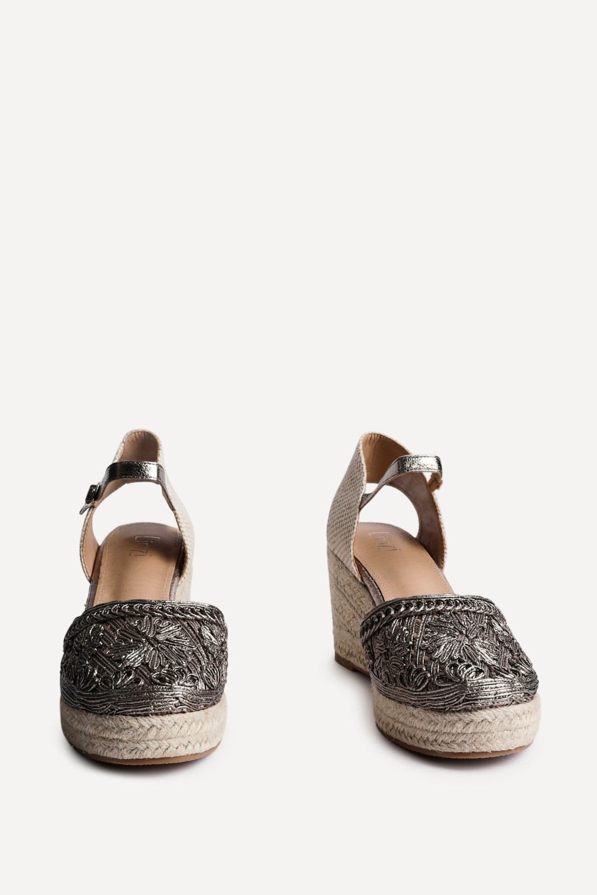 Linzi Mystic Pewter Embroidered Closed-Toe Espadrille Wedge image 3