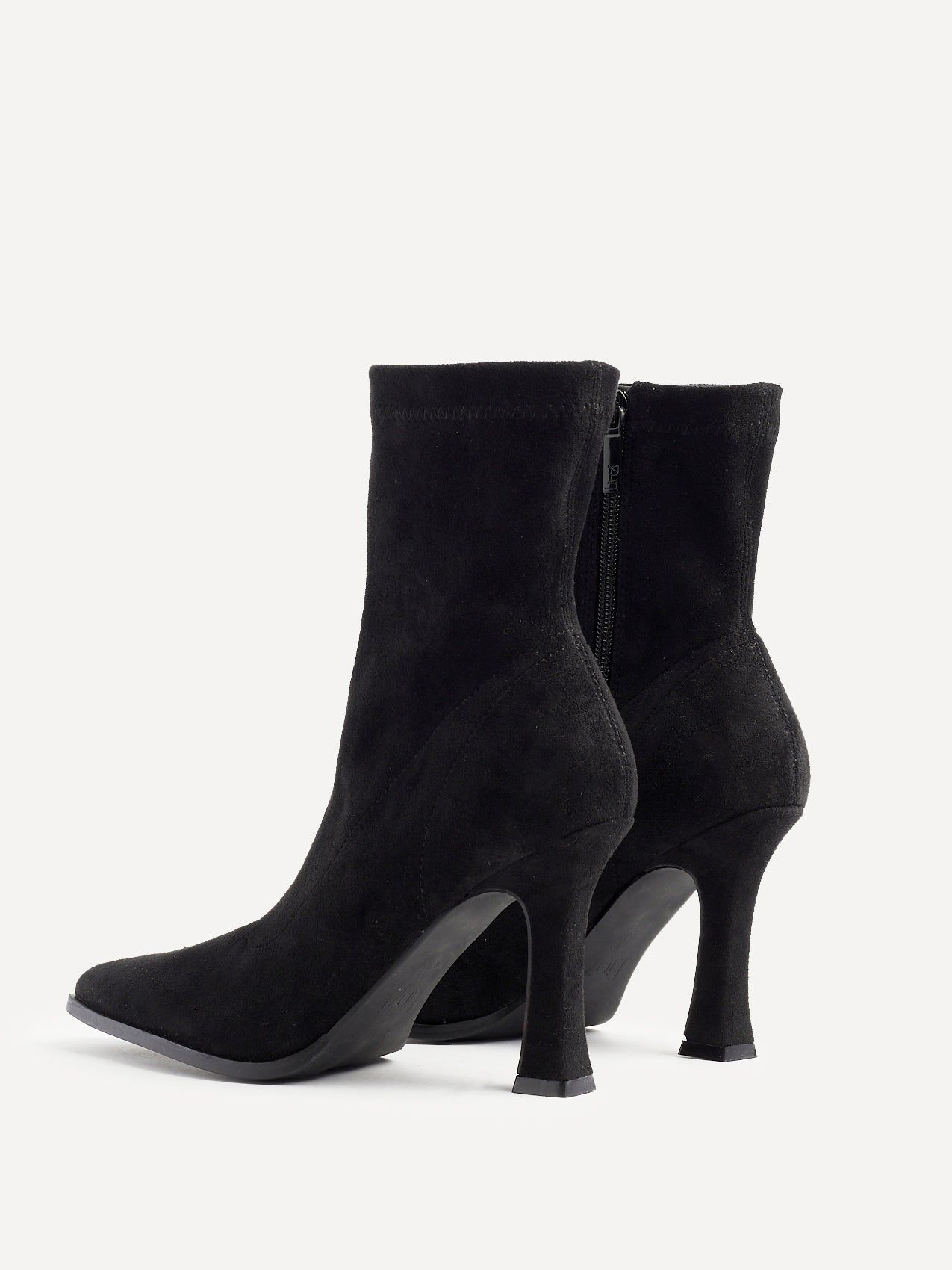Linzi Noelle Black Suede Square Toe Heeled Sock Boot image 5