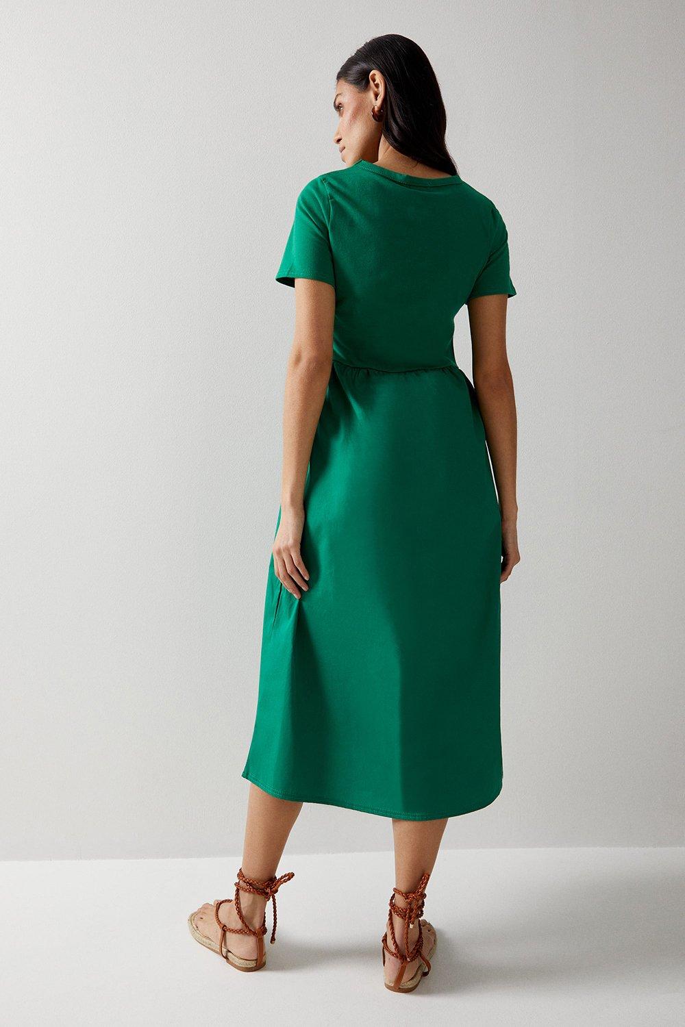 Warehouse Short Sleeve Woven Mix Midi Dress image 3