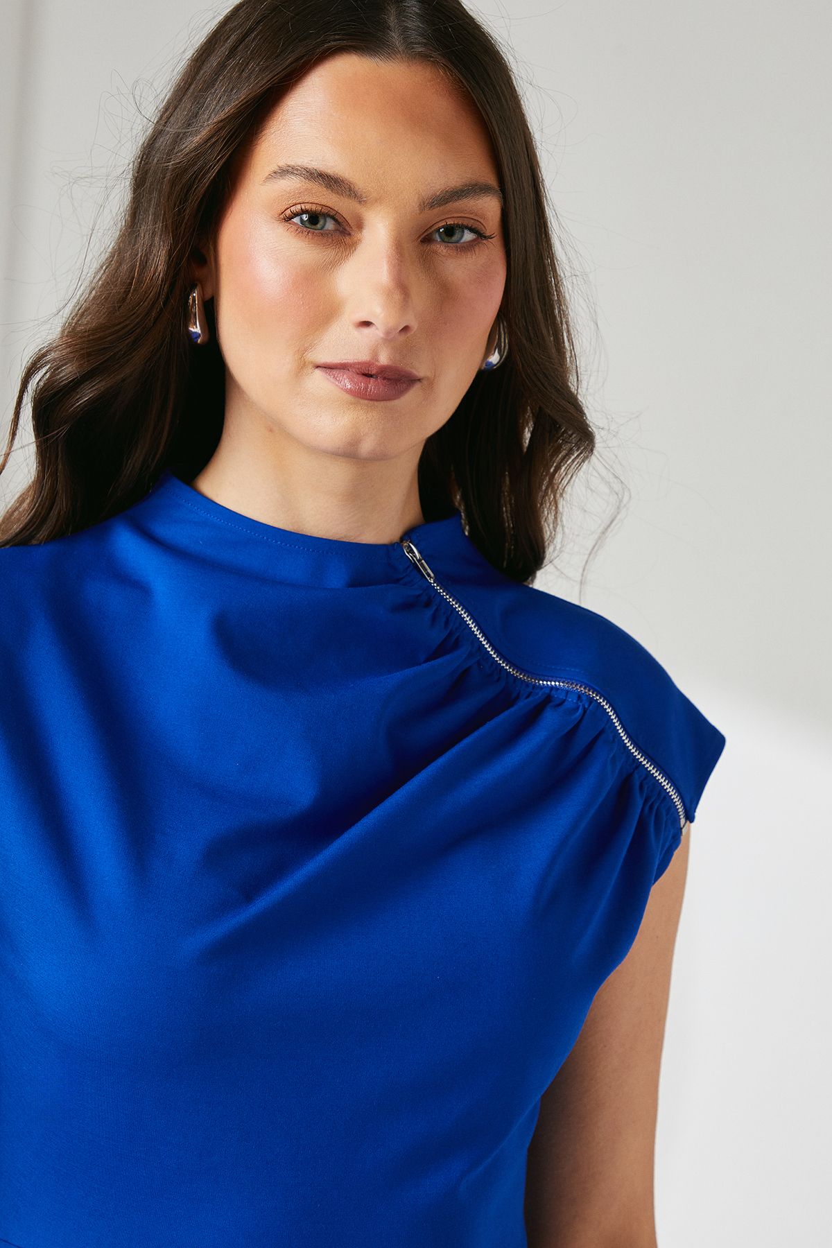 Principles Cobalt Zip Detail Pencil Midi Dress Cobalt image 4