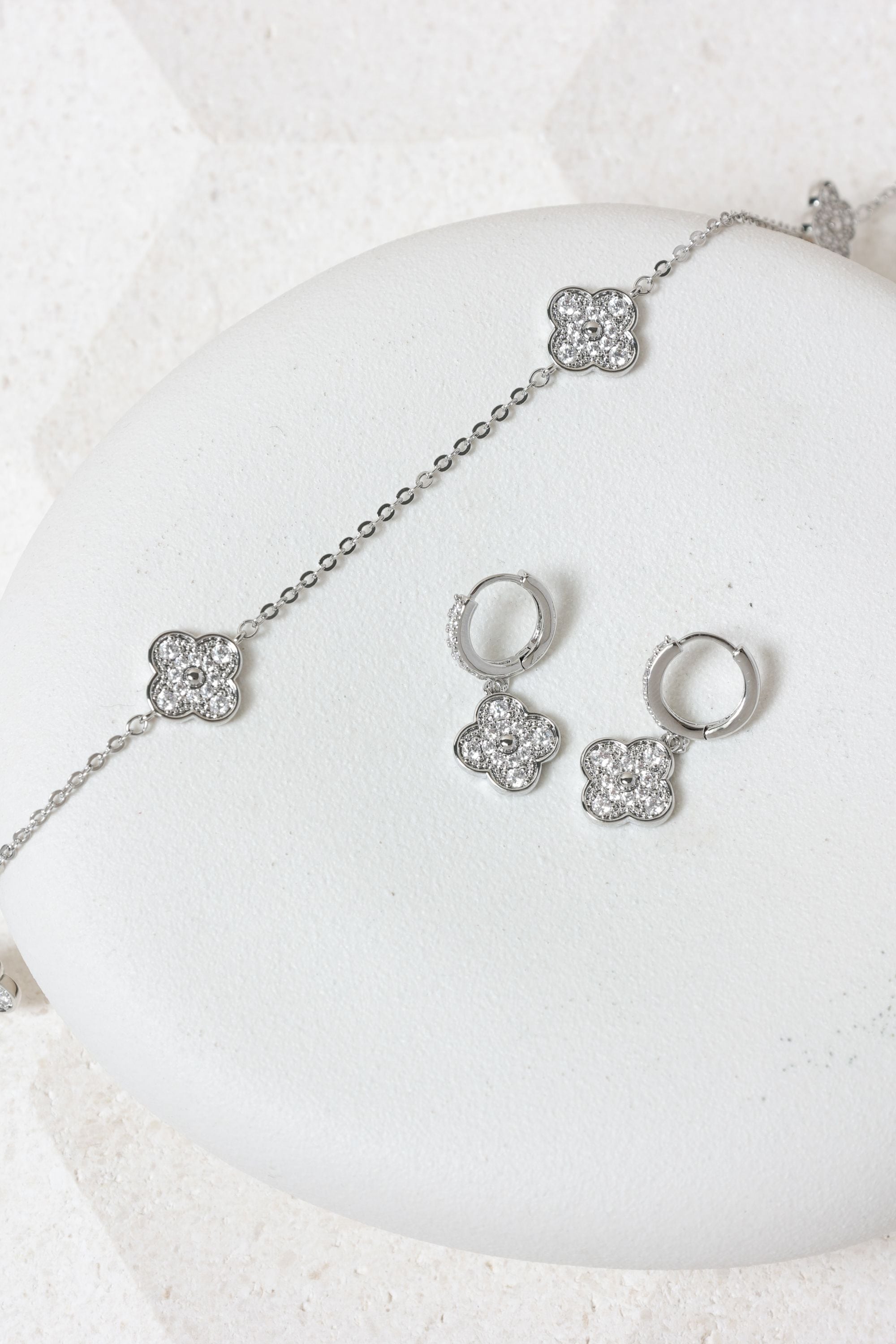 Jon Richard Rhodium Plated and Pave Clover Necklace image 3