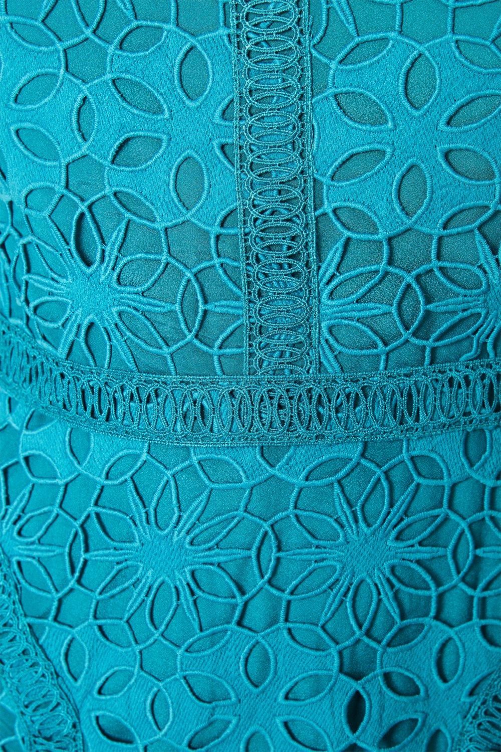 Coast Geo Lace Midi Dress With Angled Trims Turquoise image 5