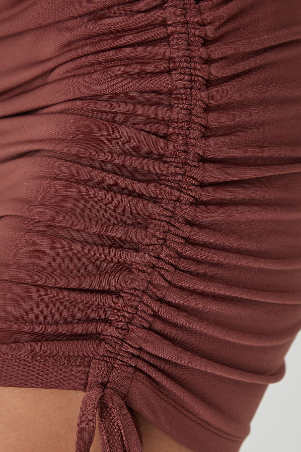 MissPap Off Shoulder Ruched Mini Dress Rust image 5