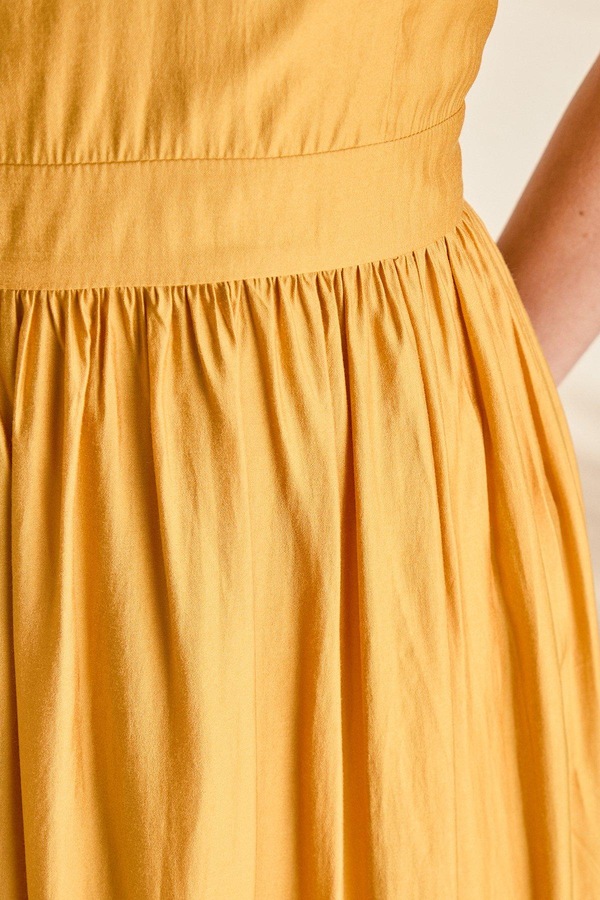 2358 Mustard Frilly Sleeve Dress