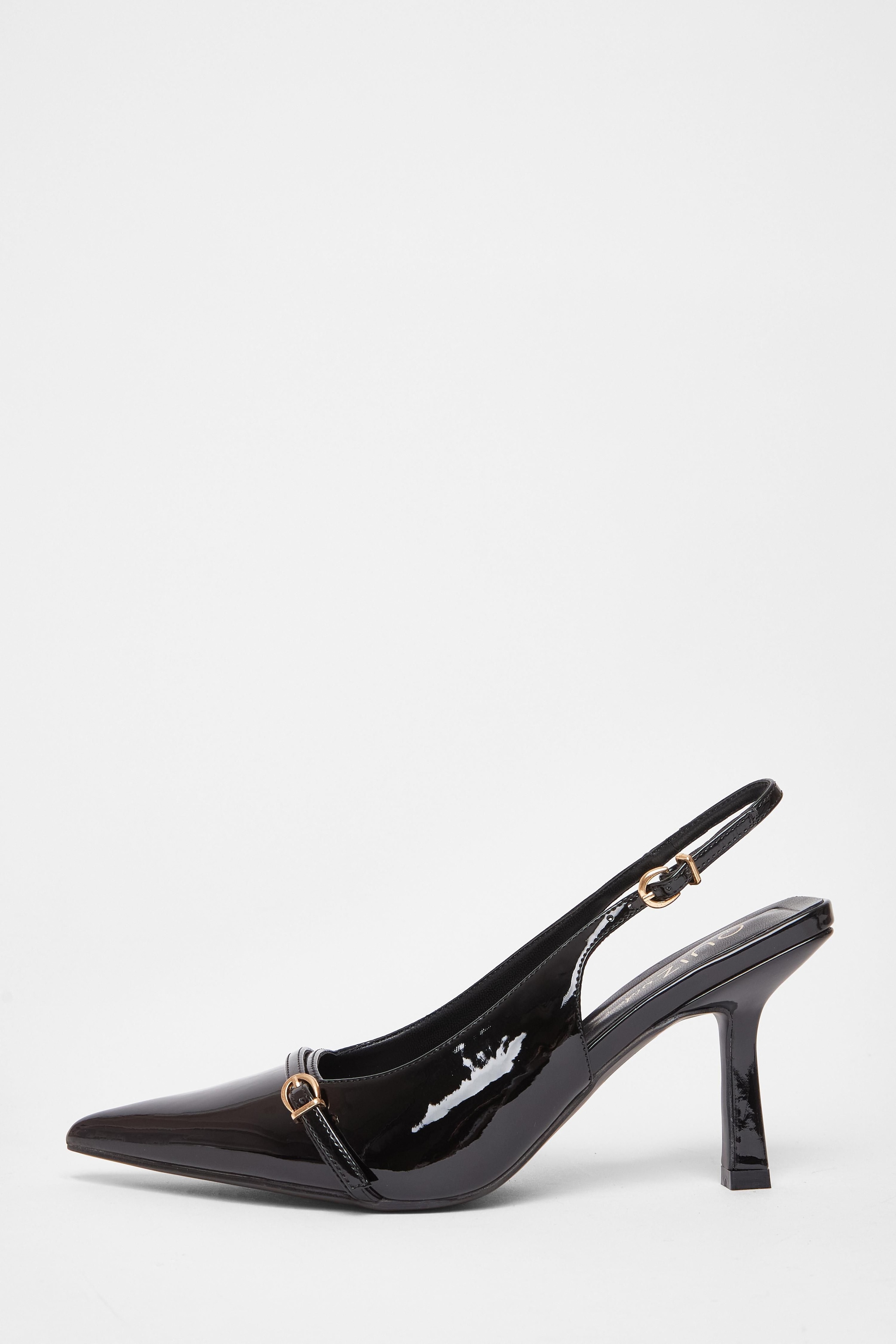 Quiz Black Wide Fit Slingback Court Heels image 3