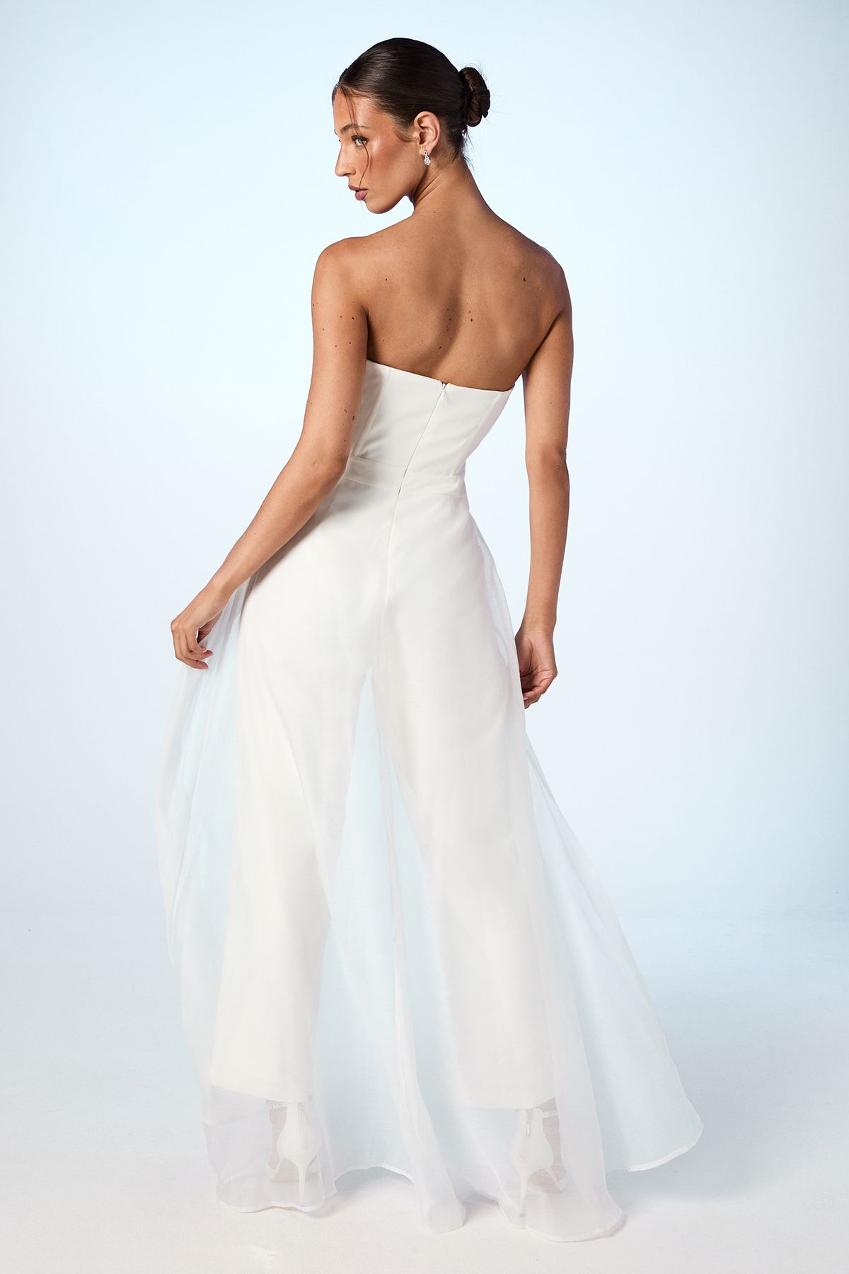 Coast Corset Crepe Wedding Jumpsuit with Organza Overlay Ivory image 3