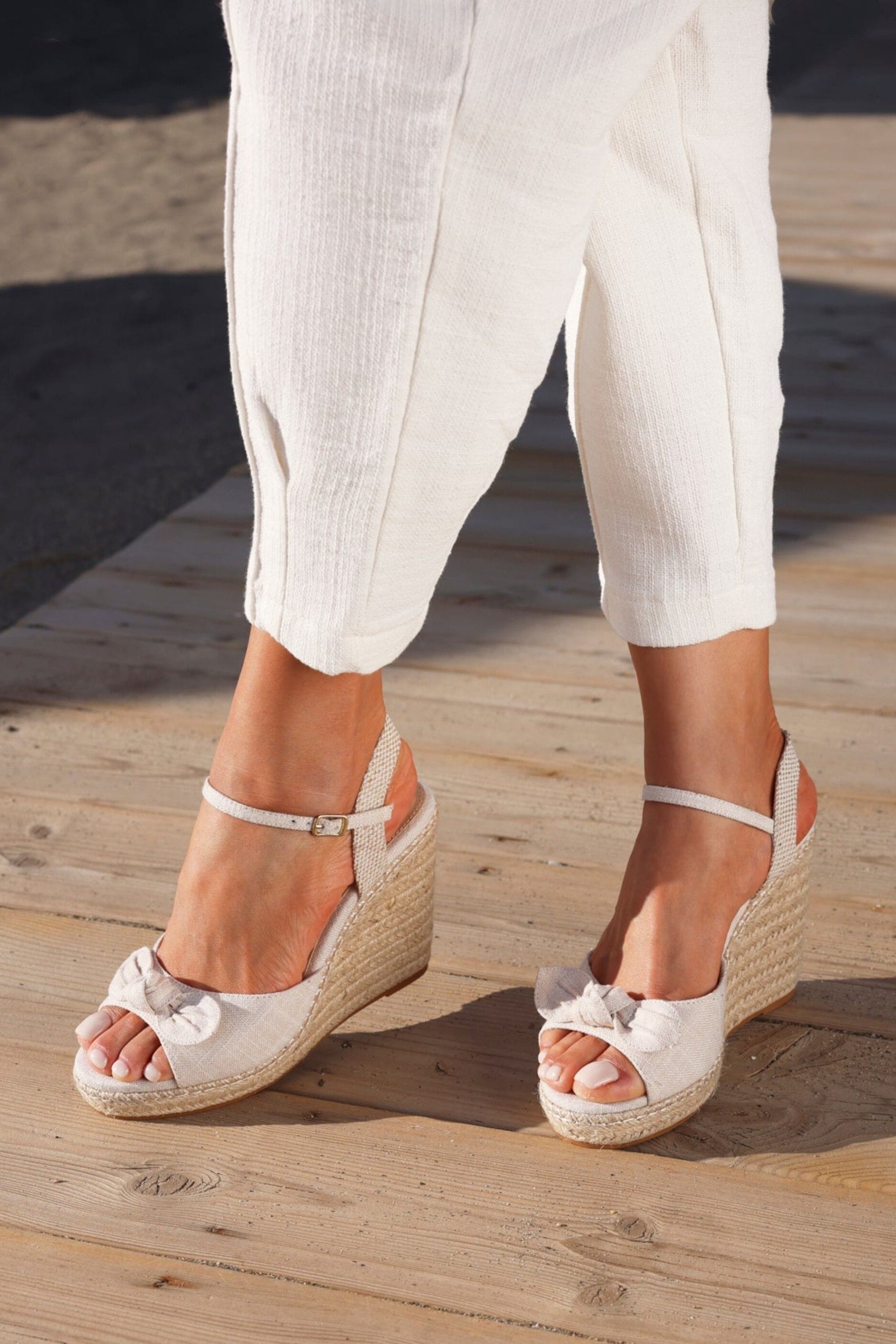 Linzi Portofino Beige Canvas Espadrille Wedge image 2