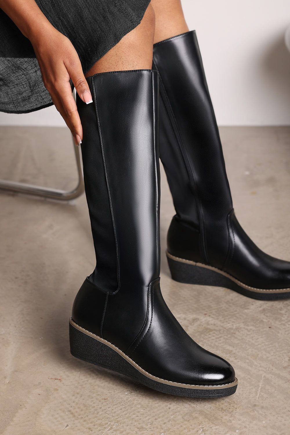 Where's That From 'Livia' Knee High Wedge Boot With Stitch Detail image 6