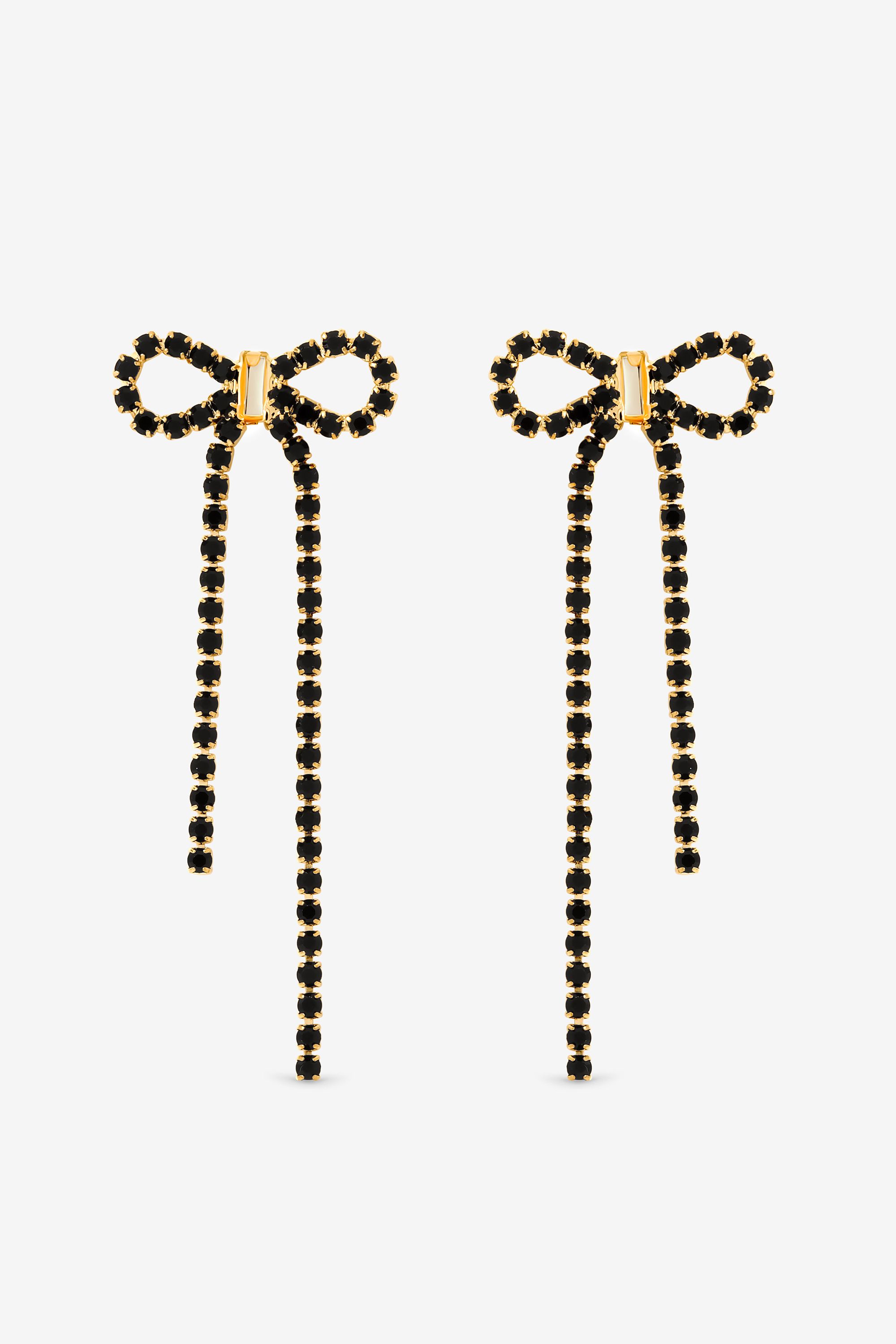 Mood Jet Crystal Bow Statement Earrings image 1