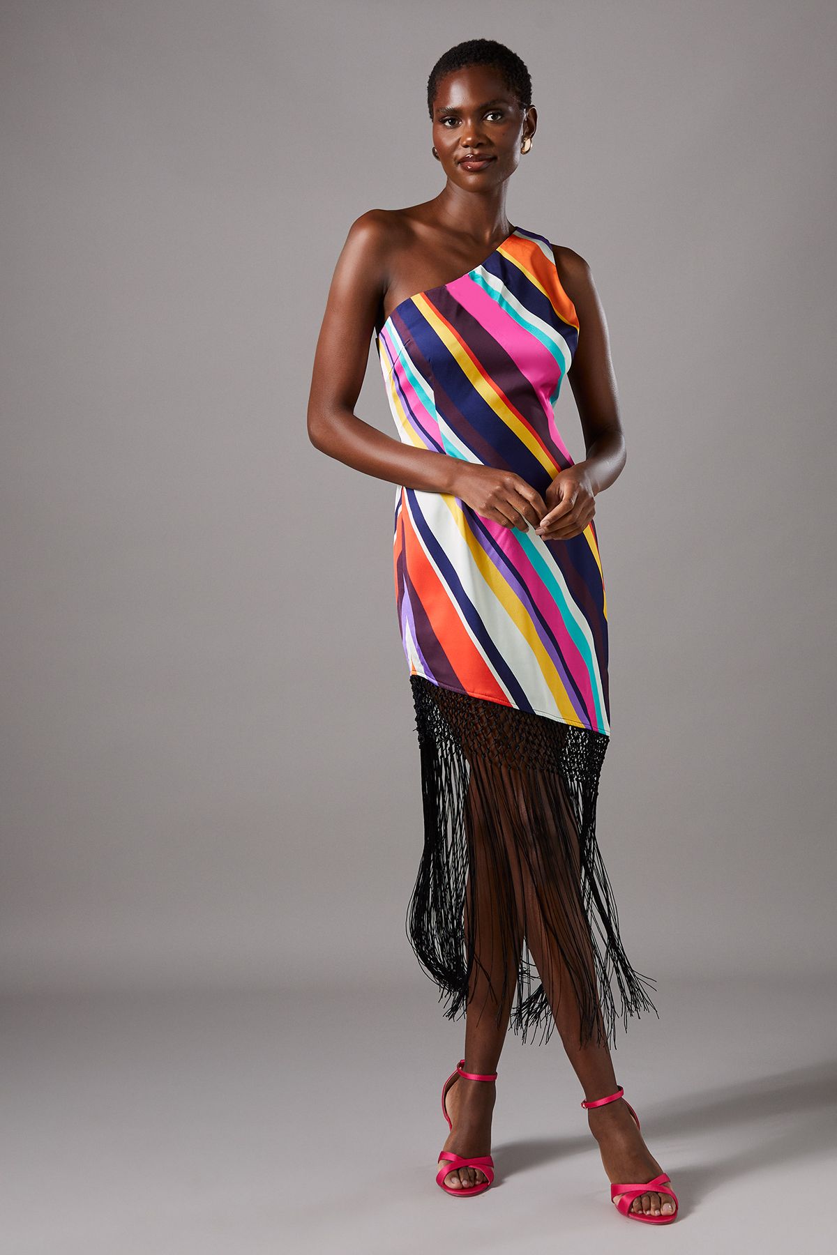 Coast Stripe Ladder Fringe Maxi Dress Multi image 1
