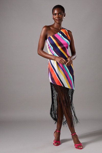 Coast Stripe Ladder Fringe Maxi Dress Multi