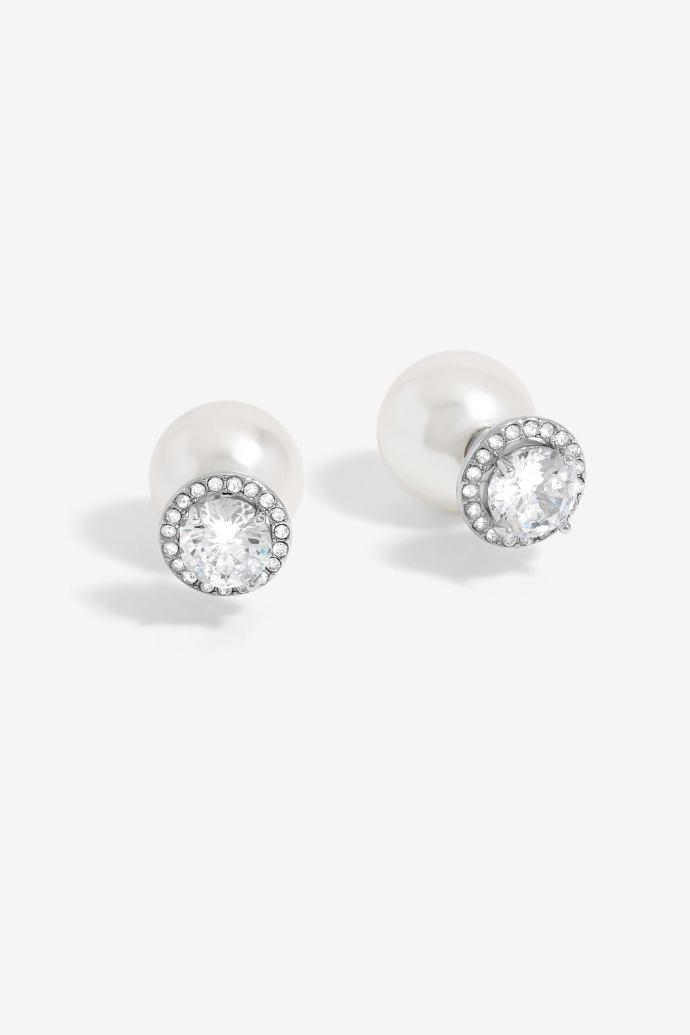Jon Richard Rhodium Plated Pearl And Cubic Zirconia Front And Back Earrings image 1