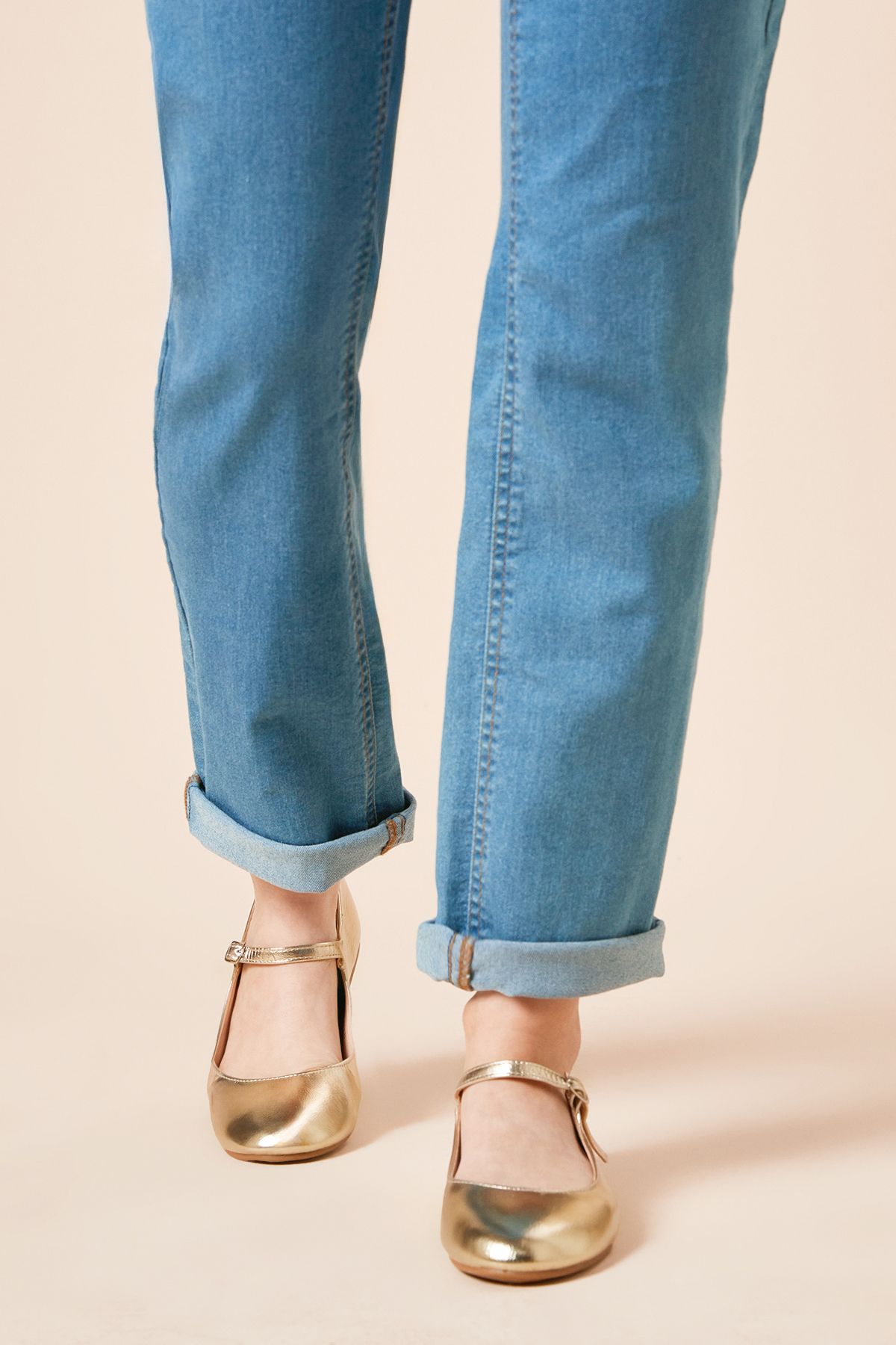 Dorothy Perkins Penny Mary Jane Ballet Pumps Gold image 2