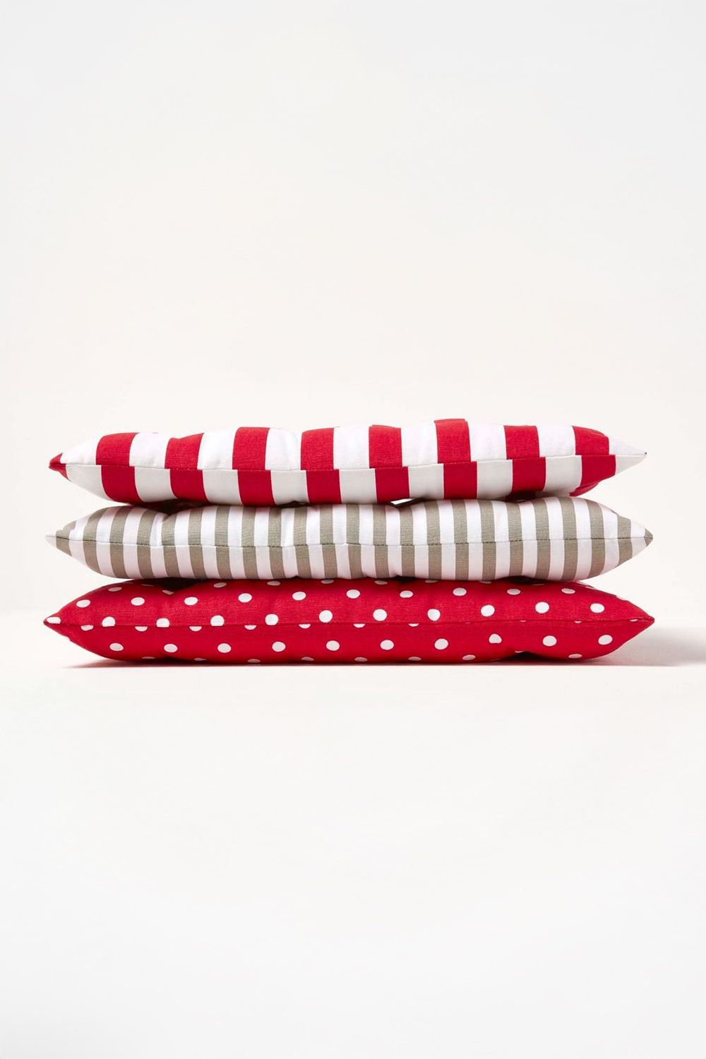 Homescapes Set of 4 Grey Stripe Seat Pad with Button Straps 100% Cotton 40 x 40 cm image 9