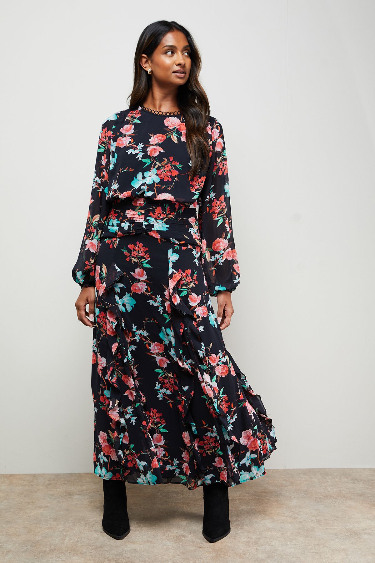 Oasis Boho Long Sleeve Maxi Dress Multi