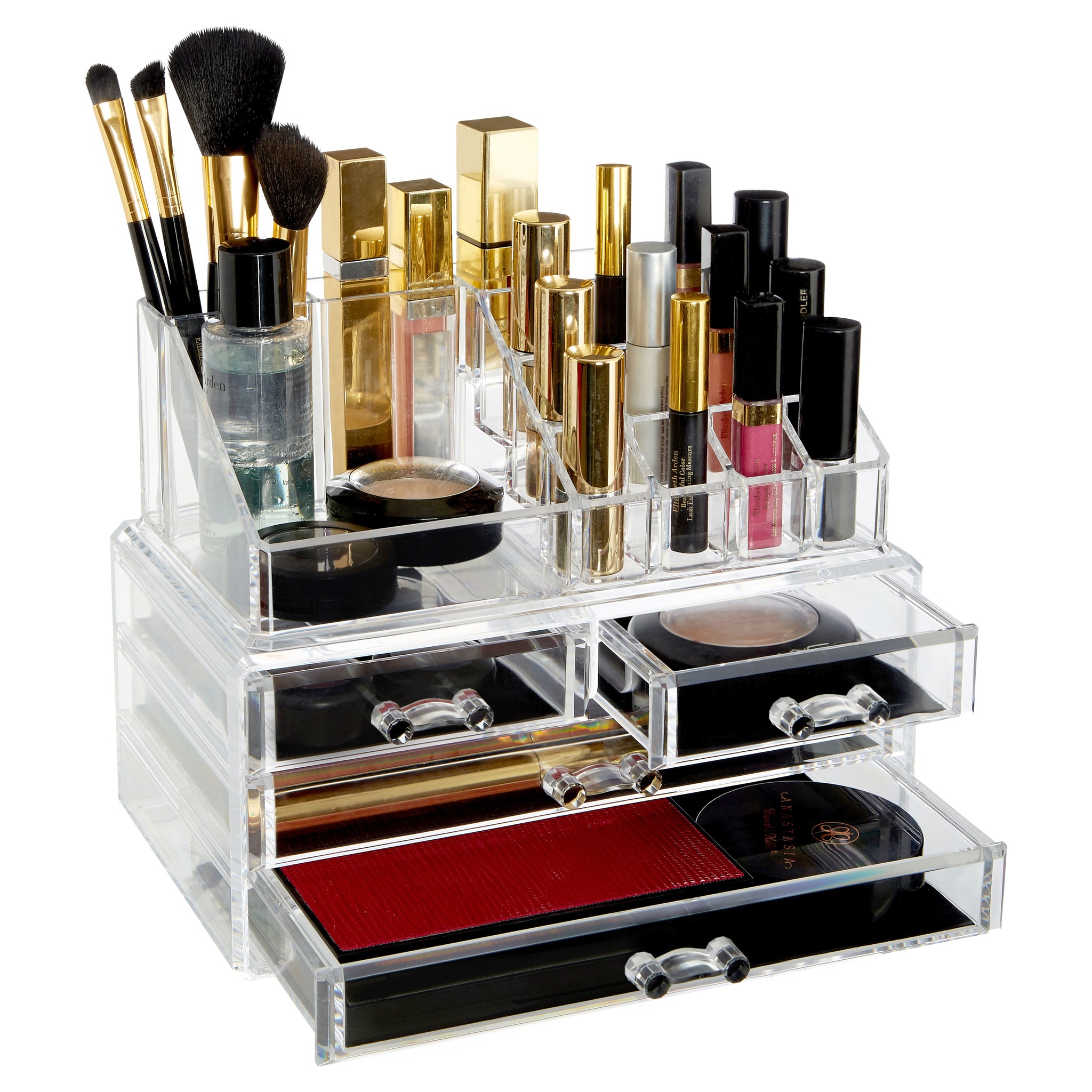 Orsina Functional 16 Compartment Cosmetics Organiser With Drawers, Acrylic Makeup Caddy, Luxe Makeup Storage Unit image 3