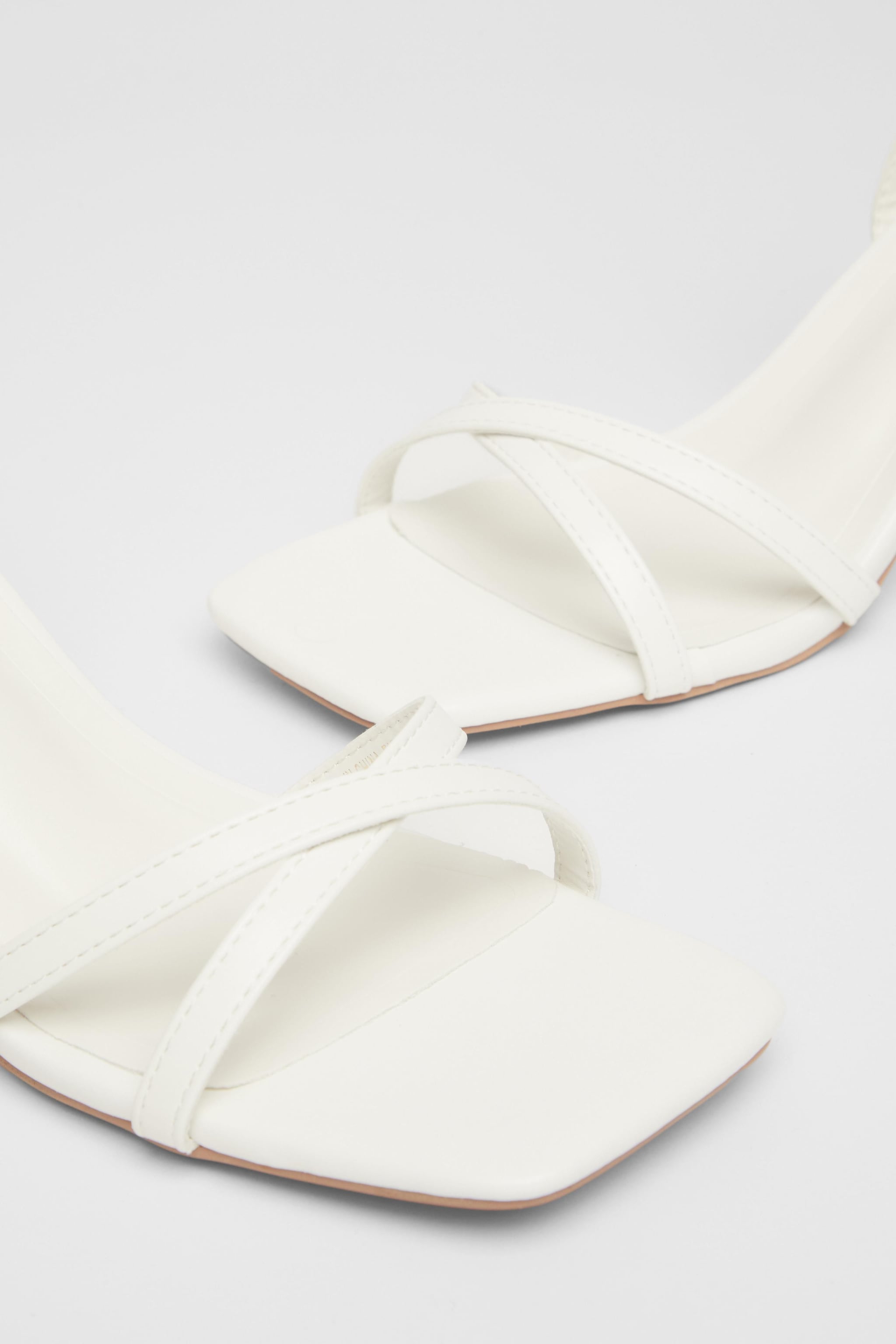 Quiz White Strappy Flared Heels image 4