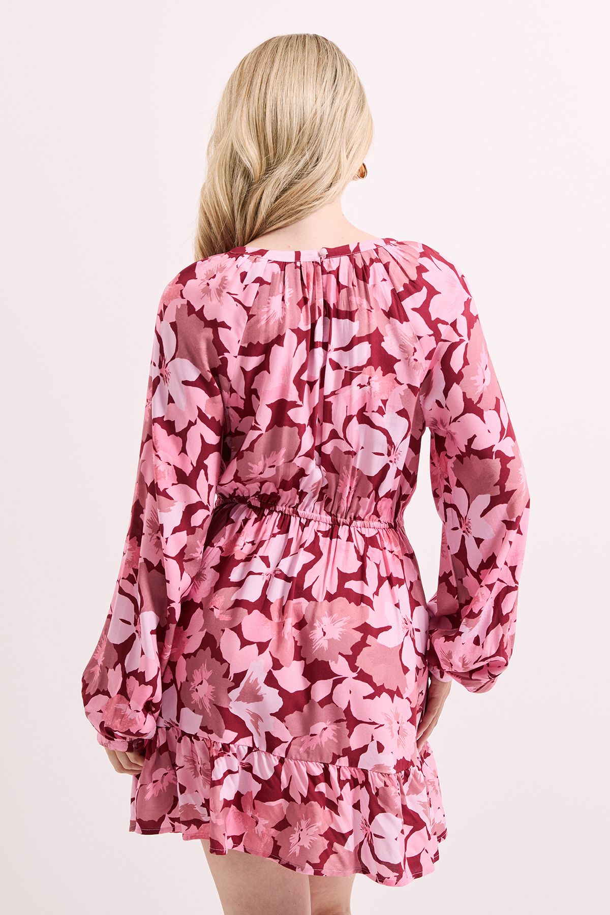 Dorothy Perkins Pink Floral Printed Blouson Sleeve Mini Dress Pink image 4