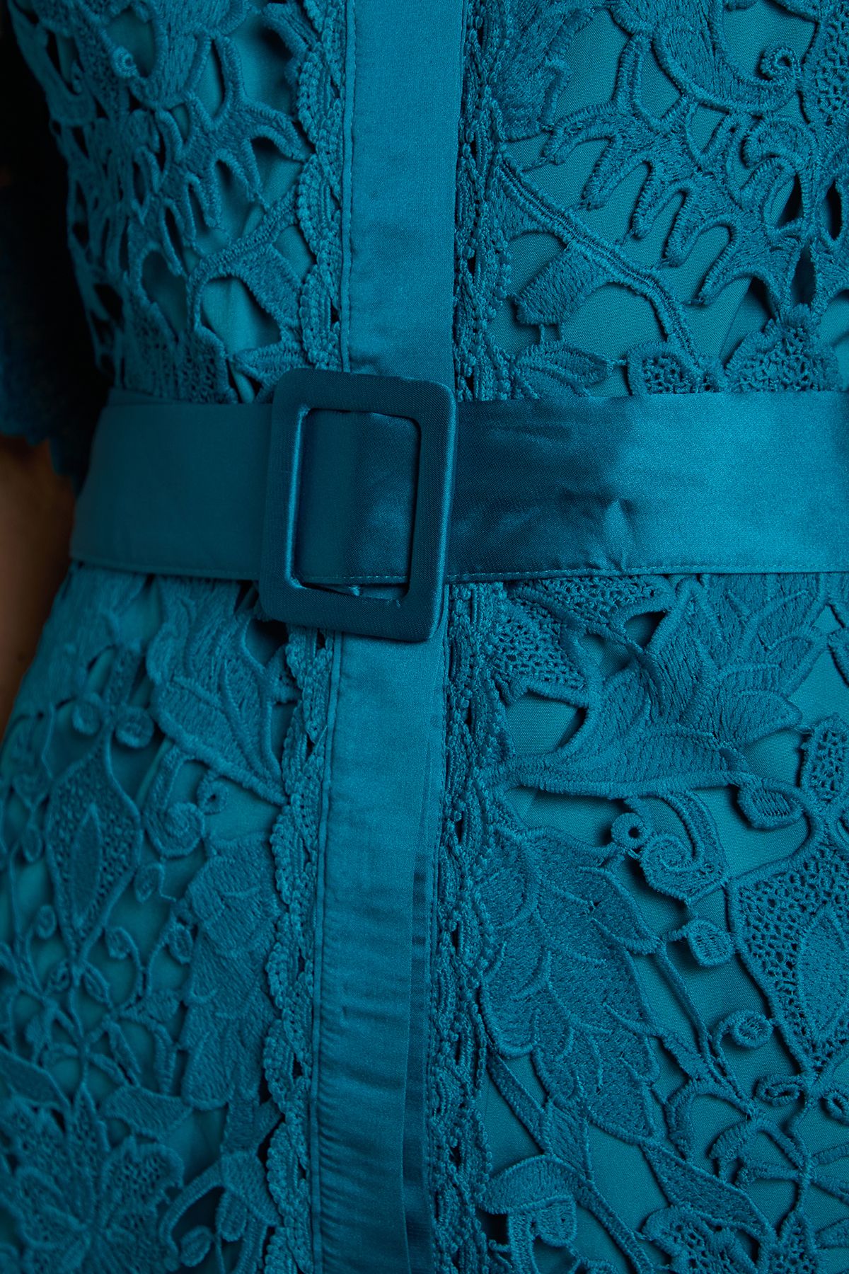 Coast Lace Shirt Dress With Short Sleeves Teal image 4
