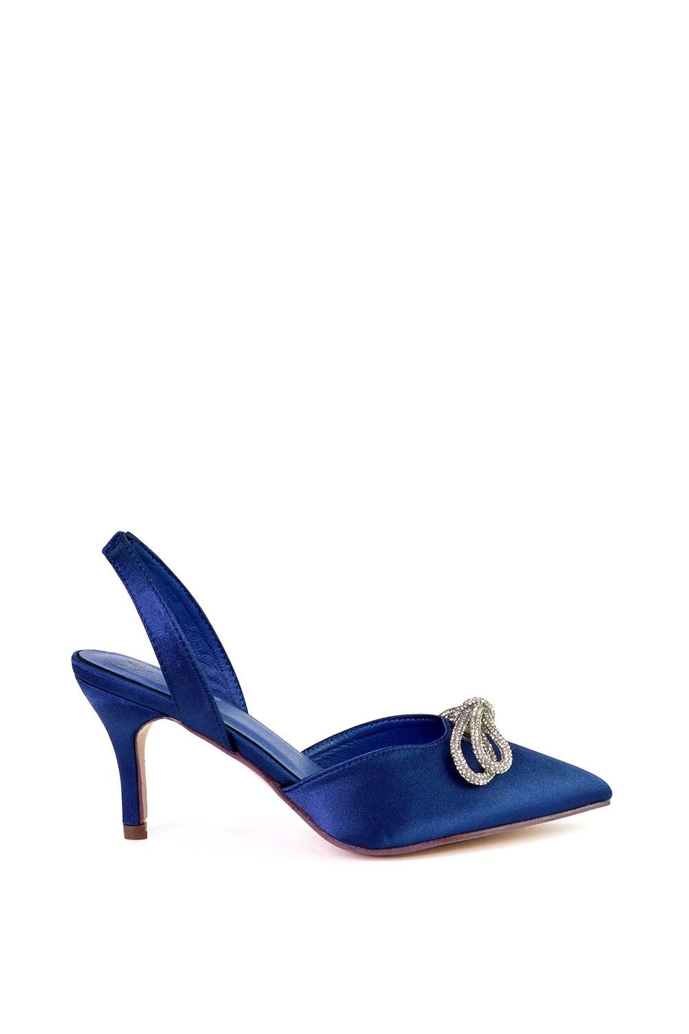 XY London 'Marinah' Slingback Diamante Bow Low Heel Court Shoes image 1