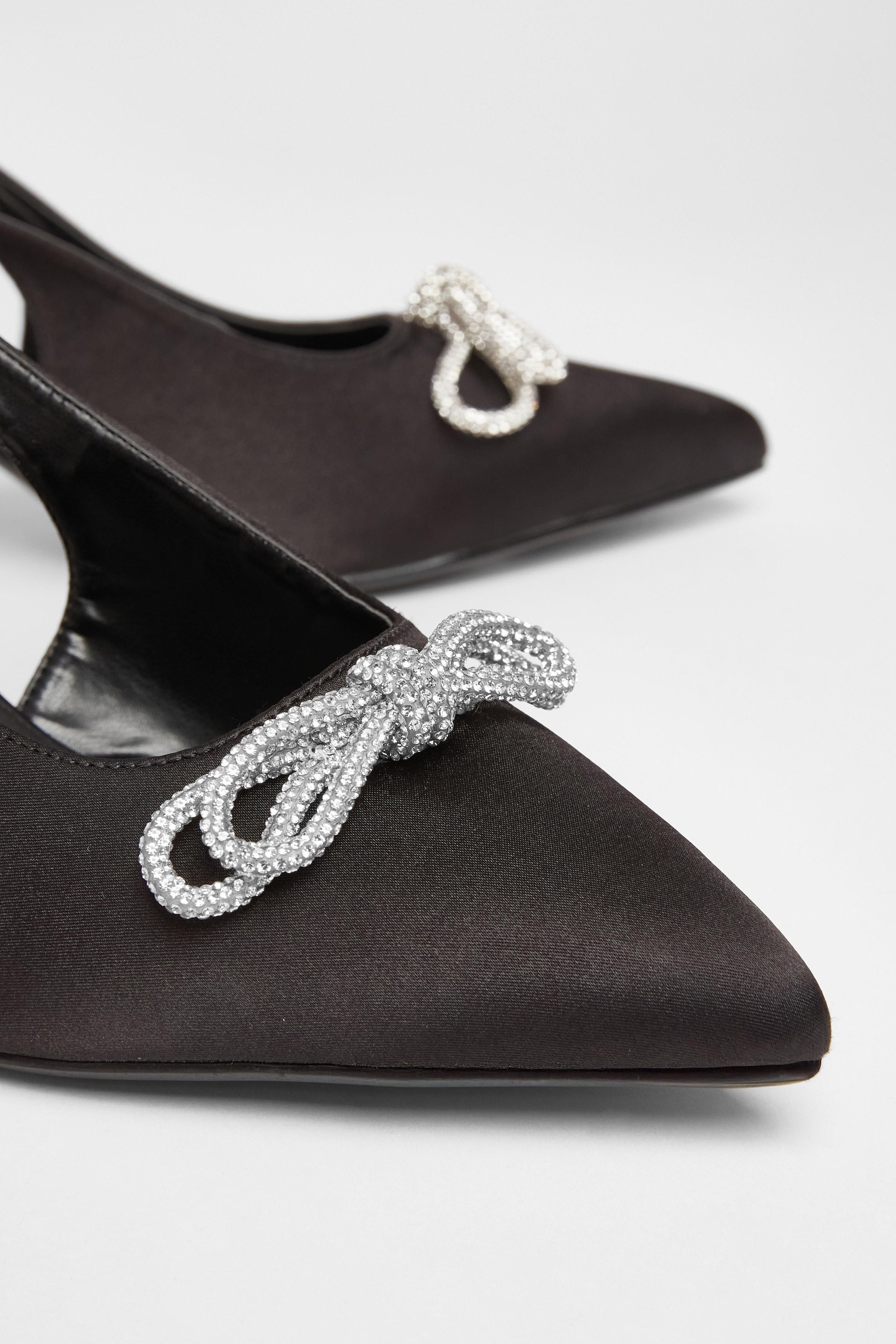 Quiz Black Wide Fit Sling Back Heels image 4