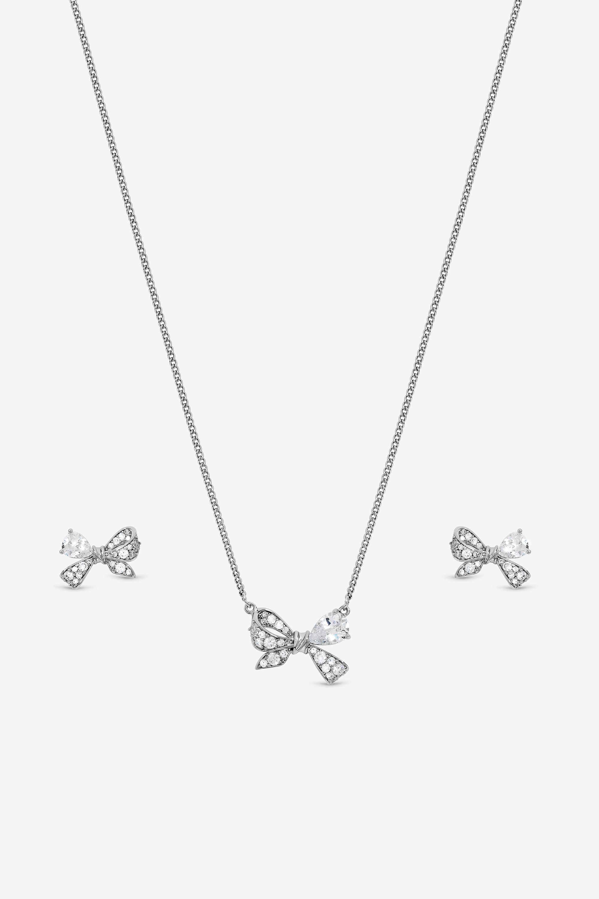 Jon Richard Rhodium Plated Bow Box Set - Gift Box image 2