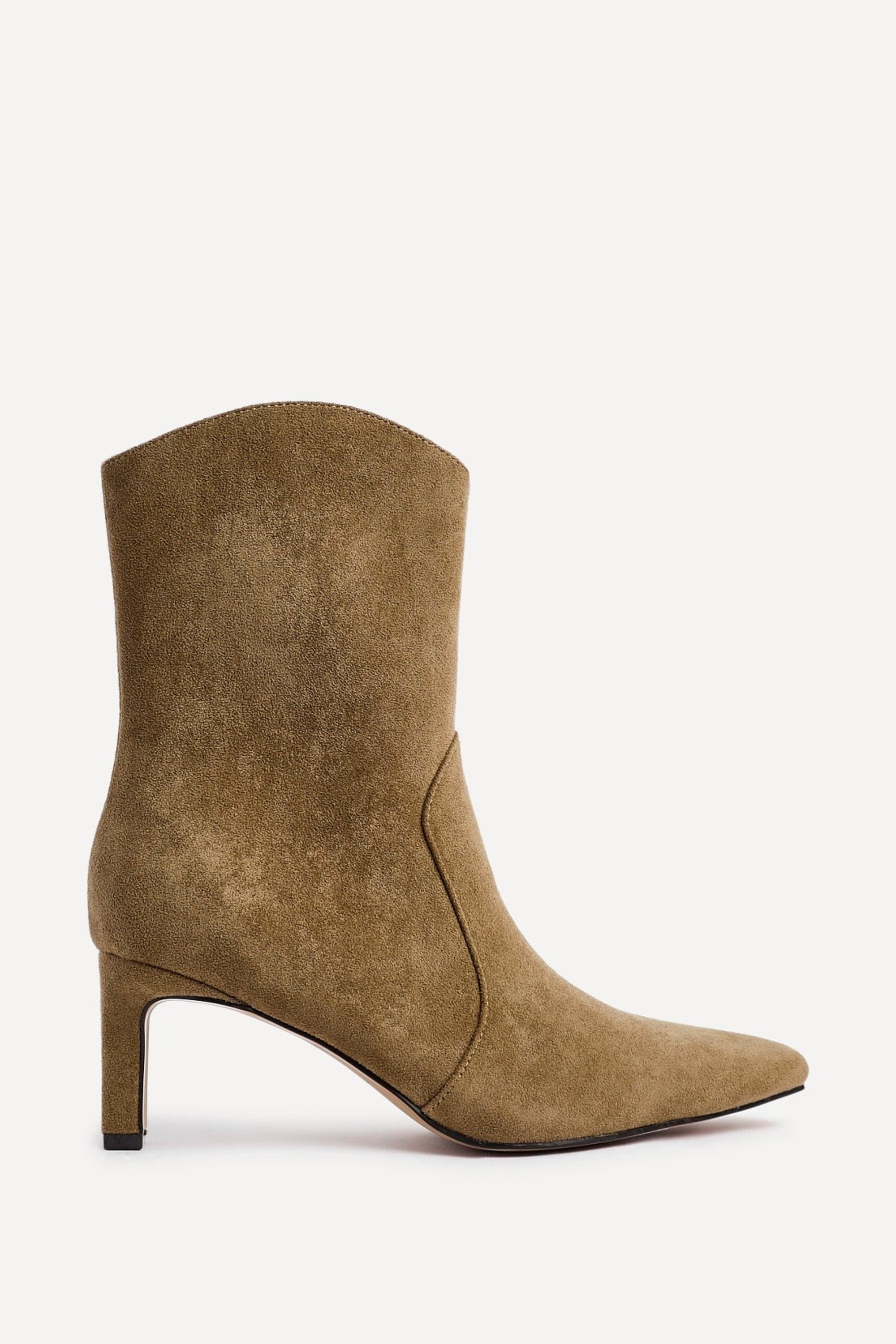 Linzi Calabasas Sand Faux Suede Western Inspired Heeled Boot