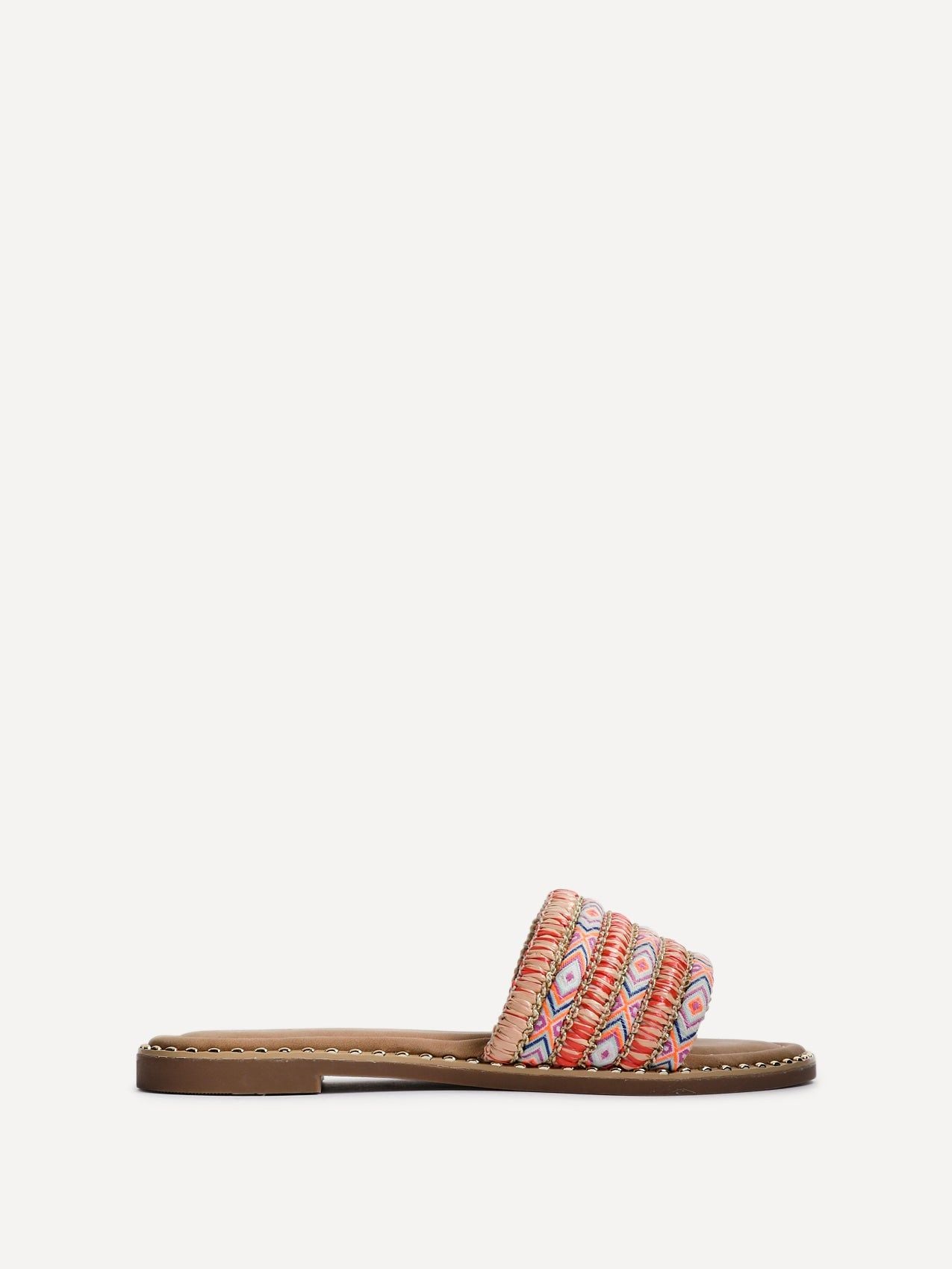 Linzi Mariana Orange Bohemian Inspired Flat Slider Sandal image 1