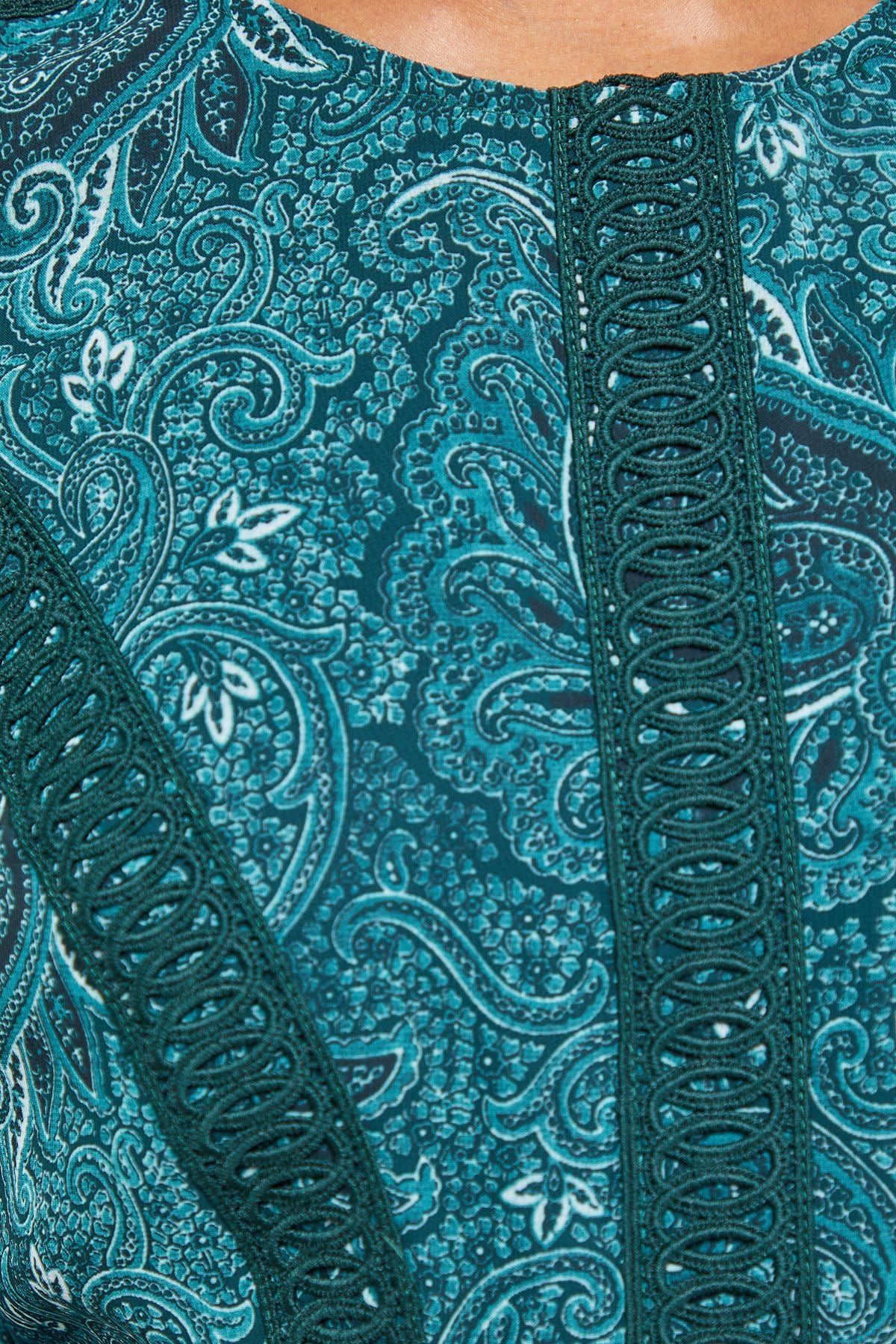 Oasis Lace Detail Balloon Sleeve Drop Hem Midi Dress Multi image 5