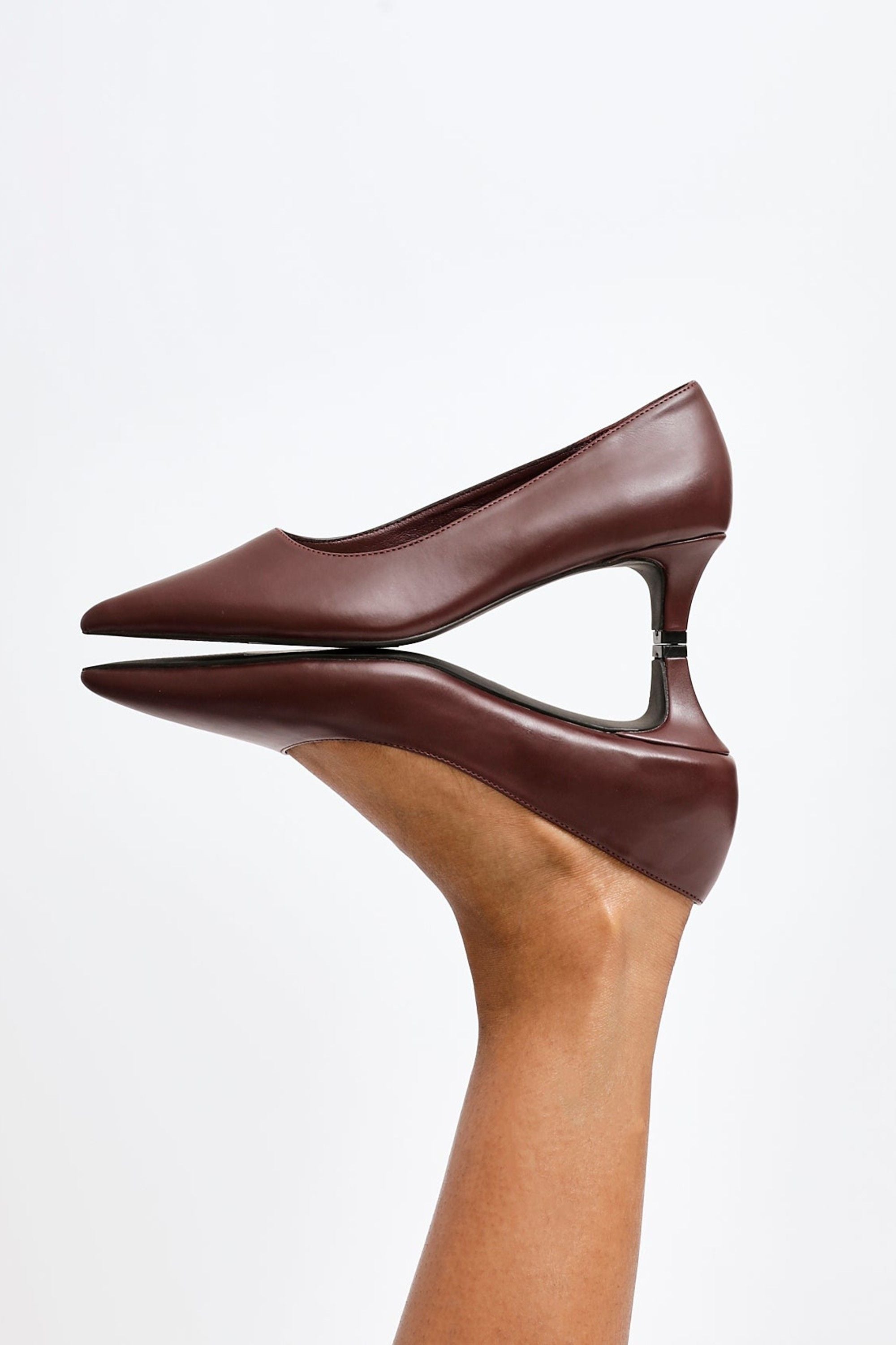 Linzi Zola Burgundy Faux Leather Kitten Court Heel image 2