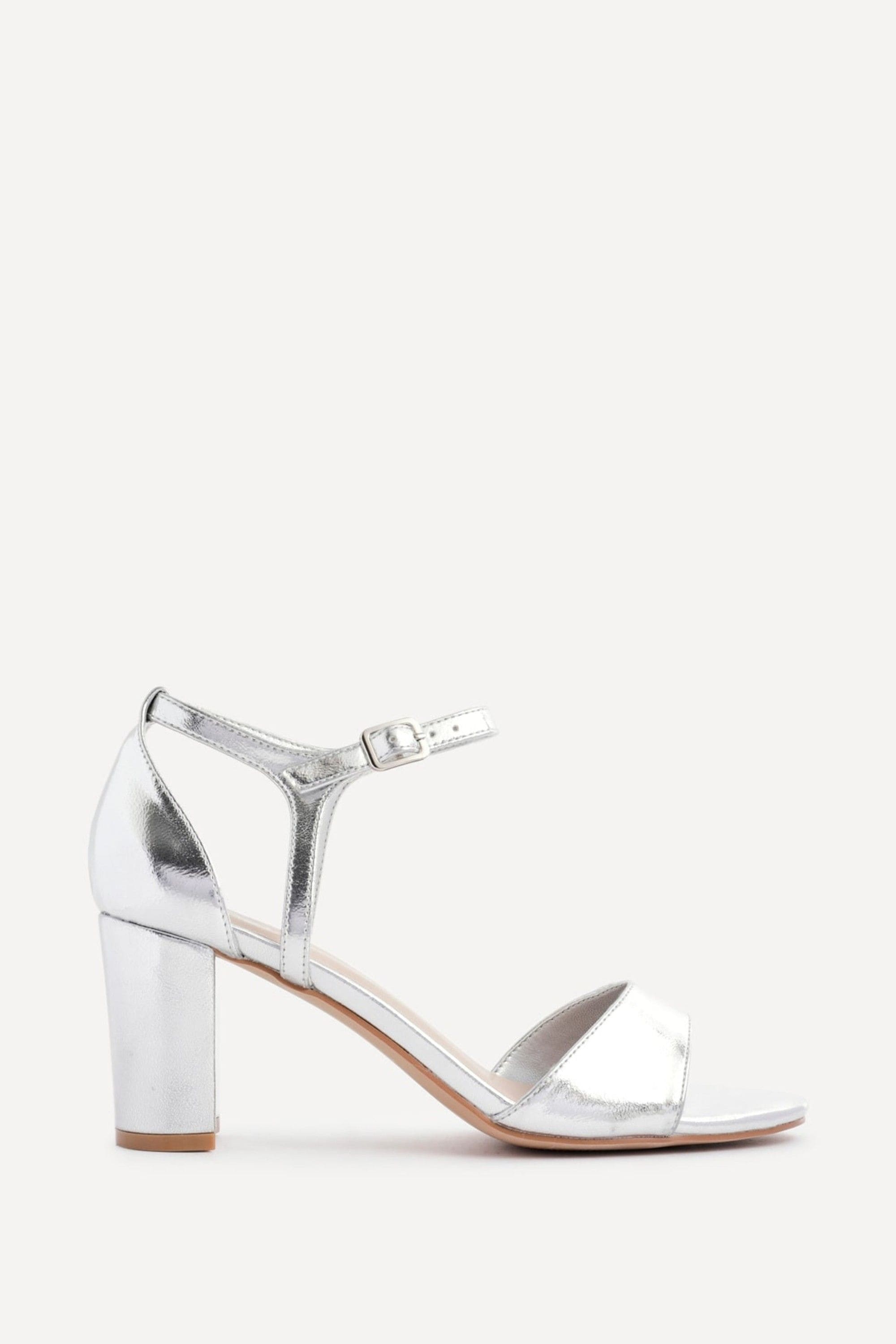 Linzi Abby Silver Faux Leather Closed Back Block Heel Sandal