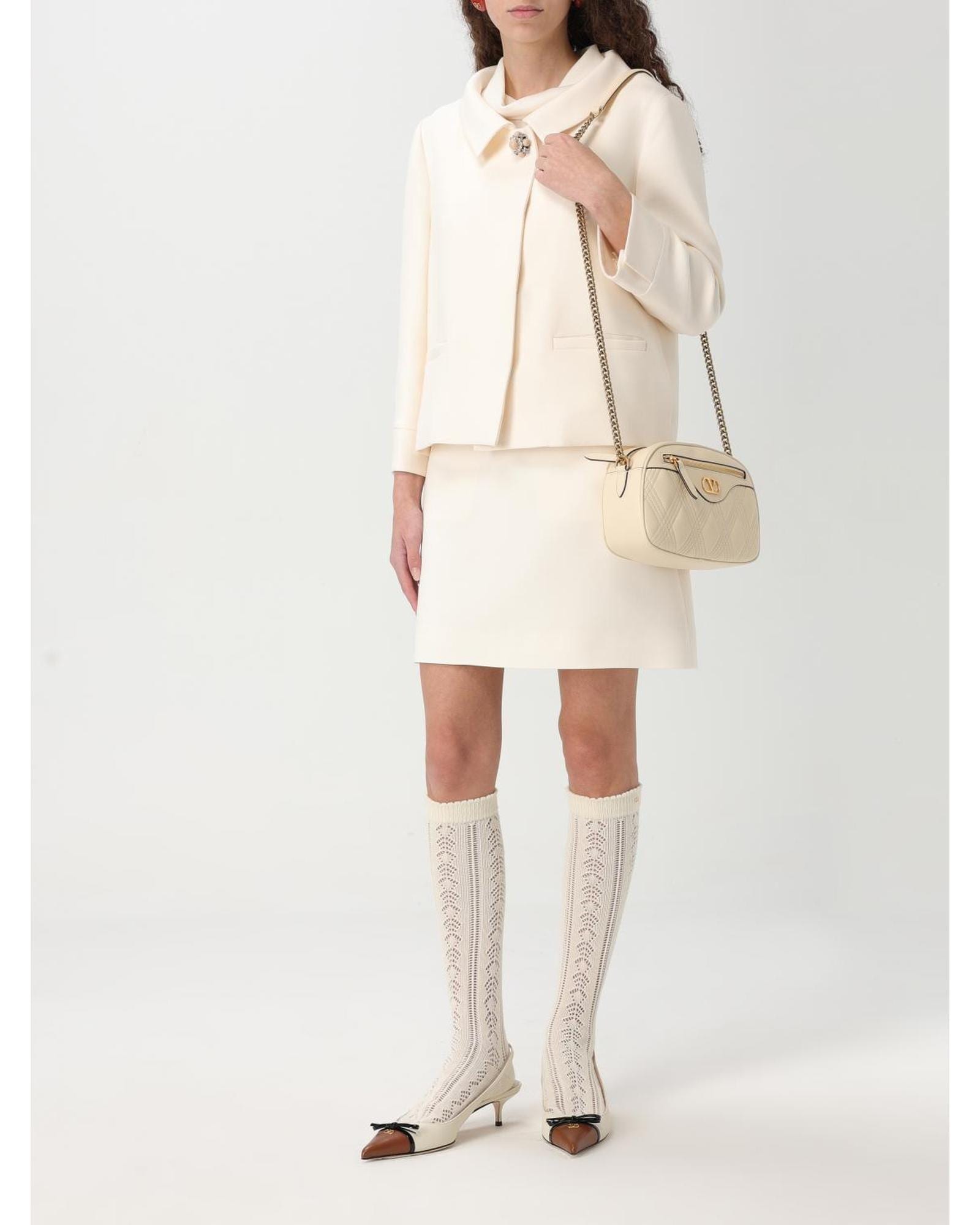 Valentino Silk Mini Dress Collared Sleeveless Wo - Ivory Tops image 2