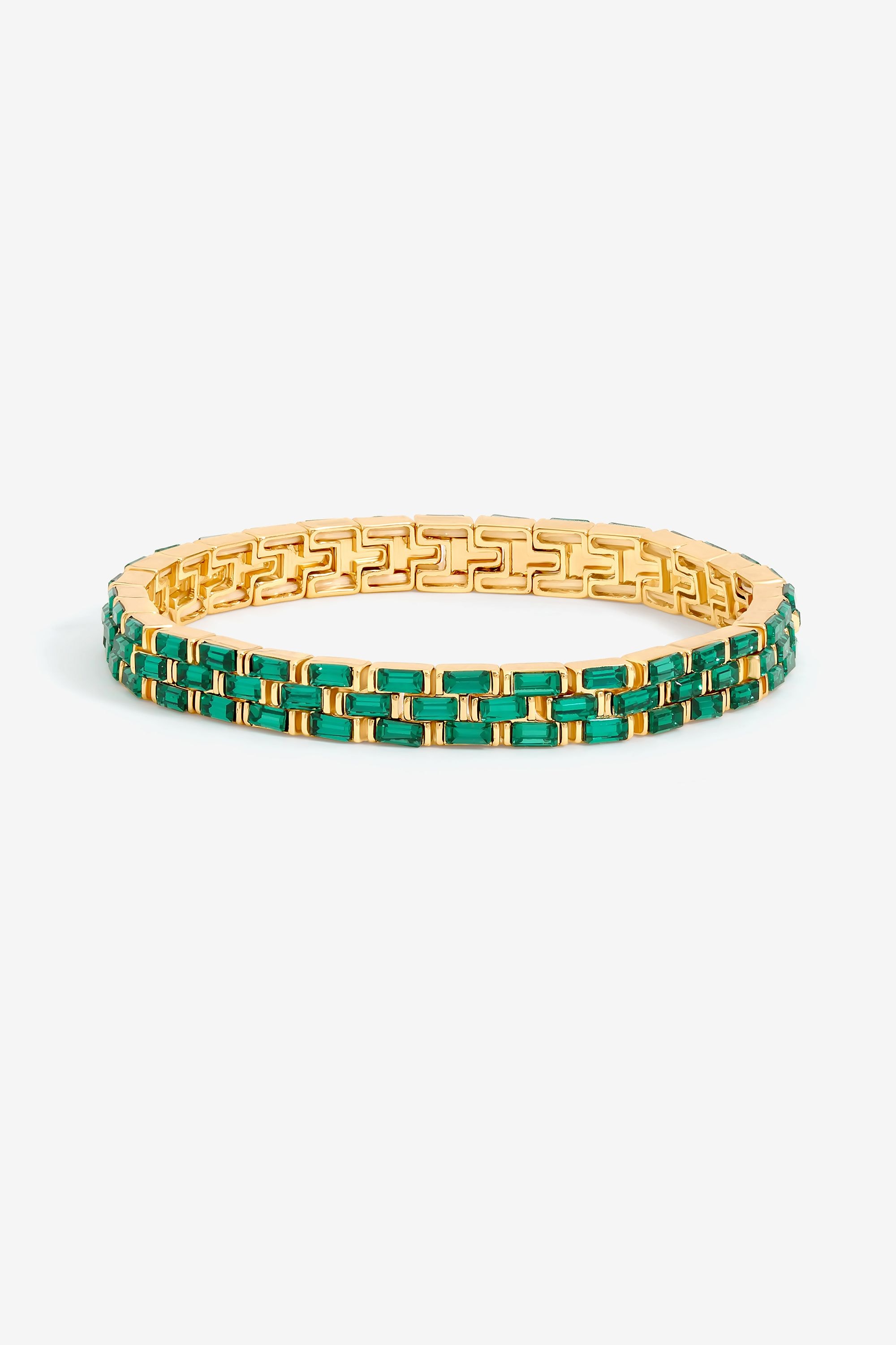 Jon Richard Gold Plated and Emerald Chain Stretch Bracelet image 1