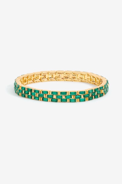 Jon Richard Gold Plated and Emerald Chain Stretch Bracelet