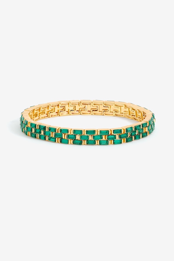 Jon Richard Gold Plated and Emerald Chain Stretch Bracelet