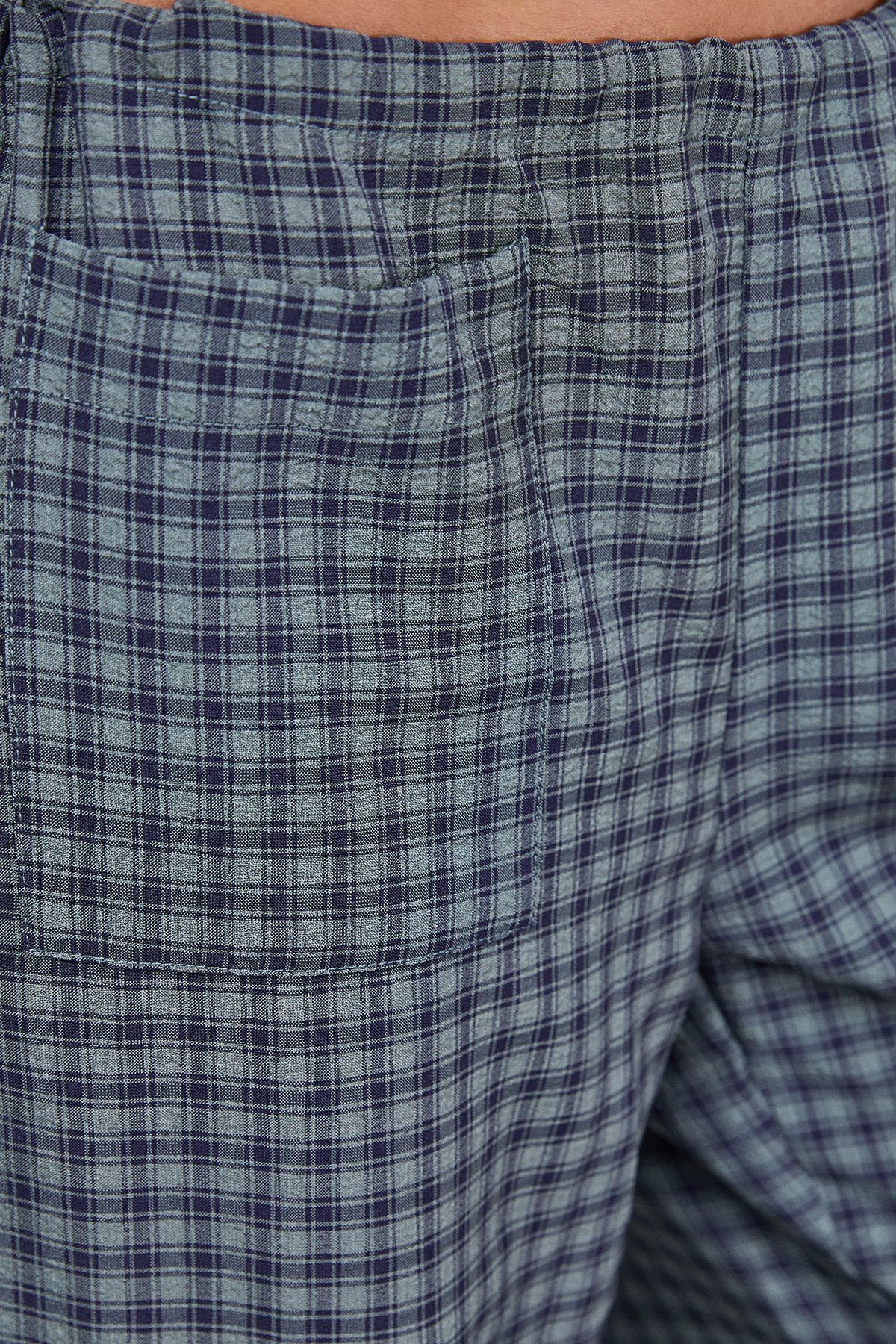 Warehouse Green Check Mid Rise Tie Side Pocket Trouser Green image 5