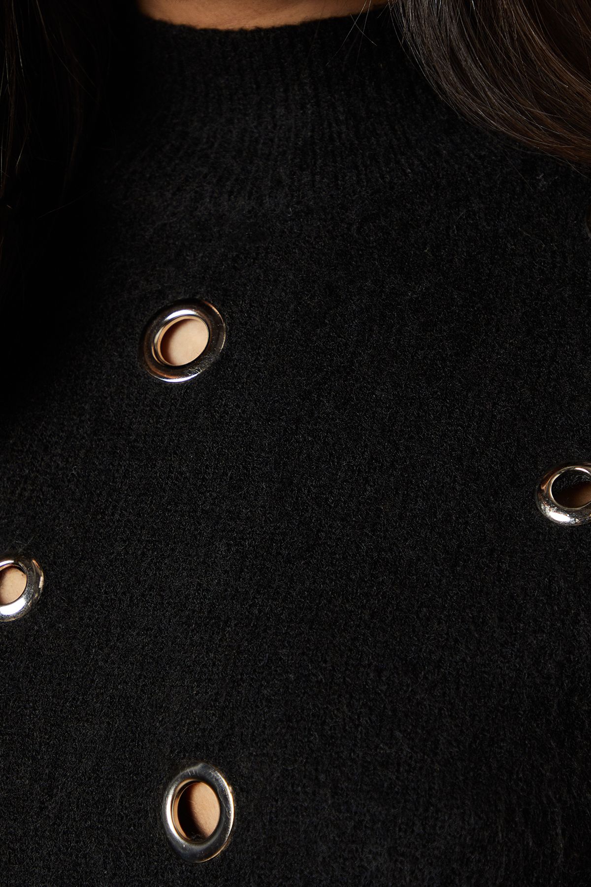 Warehouse Eyelet Scoop Neck Jumper Black image 5