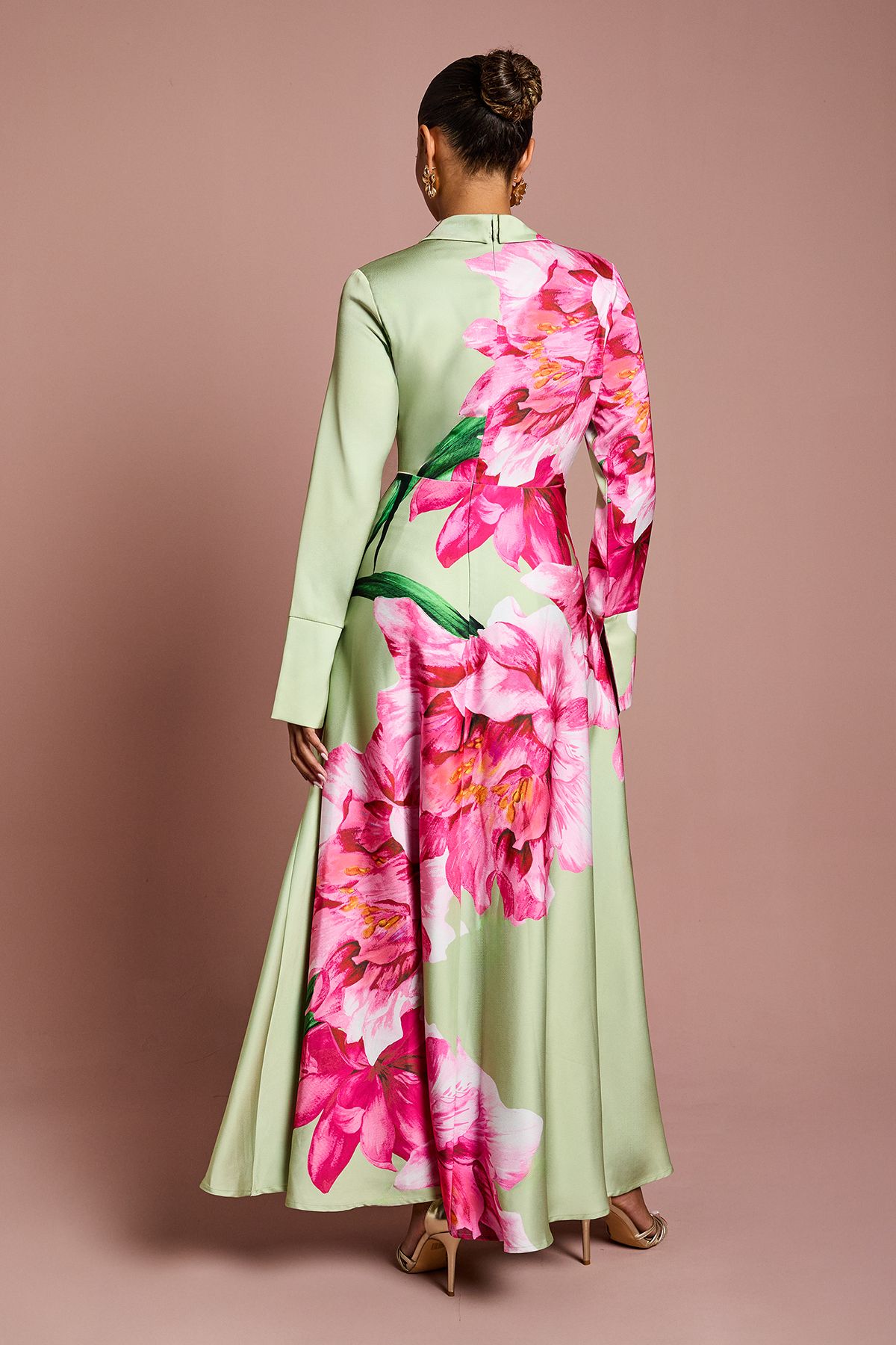 Coast Petite Placement Print Wrap Front Gown Sage image 3